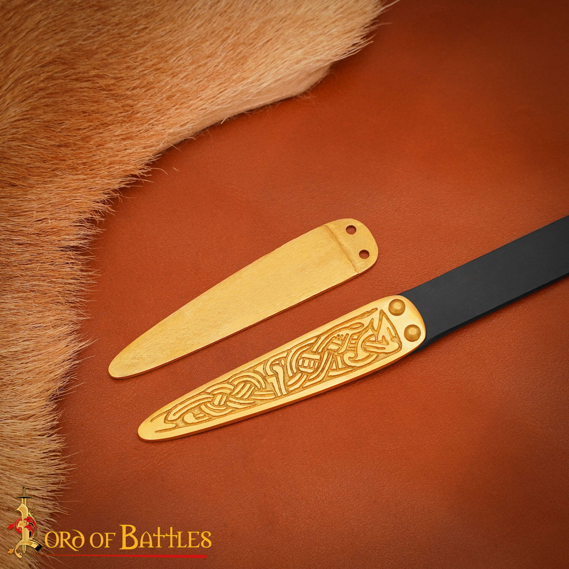 Imagen única de: Cinturón de Latón Macizo con Nudos Celtas Chape Accesorio Funcional para Ropa