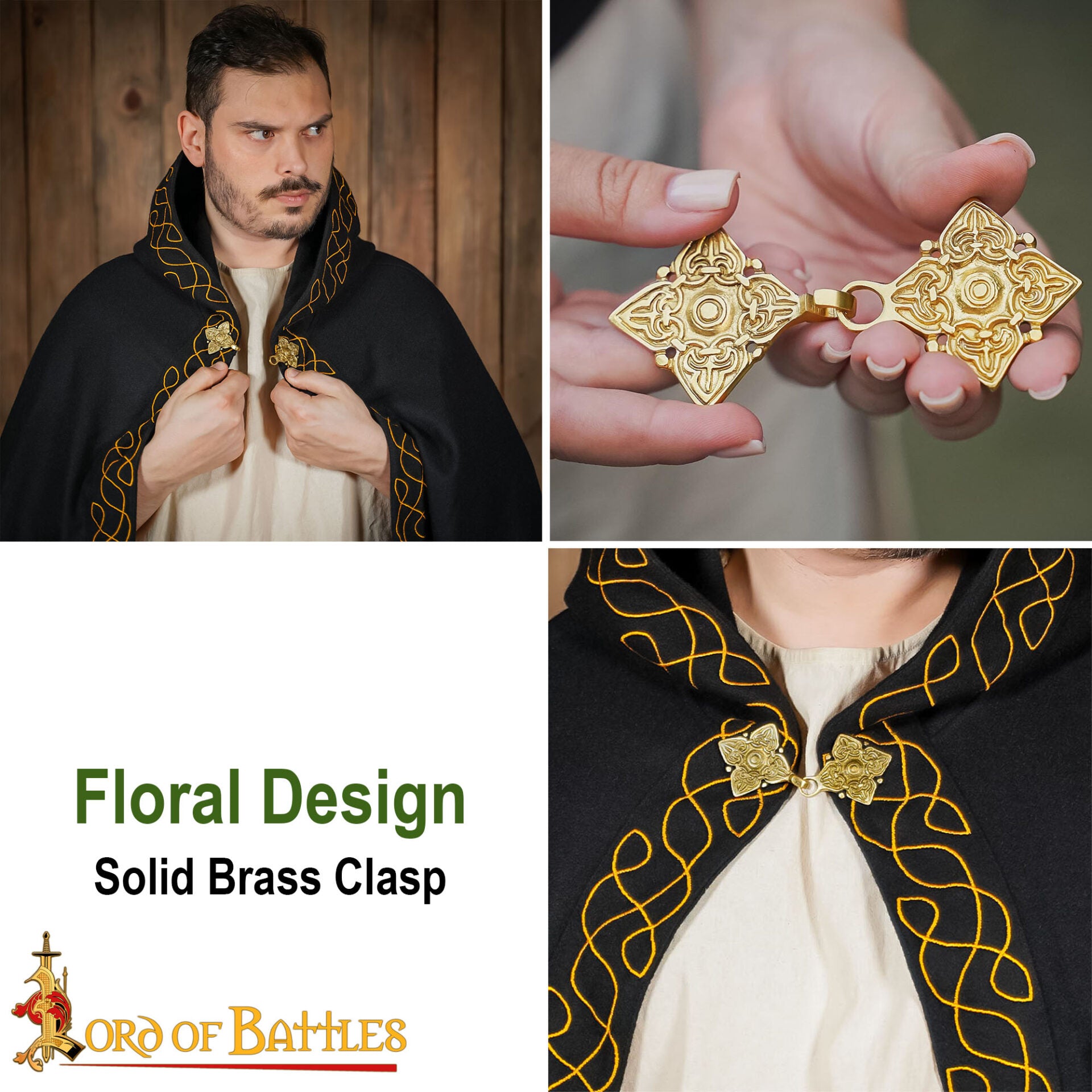 Imagen única de: Broche de Latón Fundido para Caftán o Capa Vikinga / Rusa Histórica