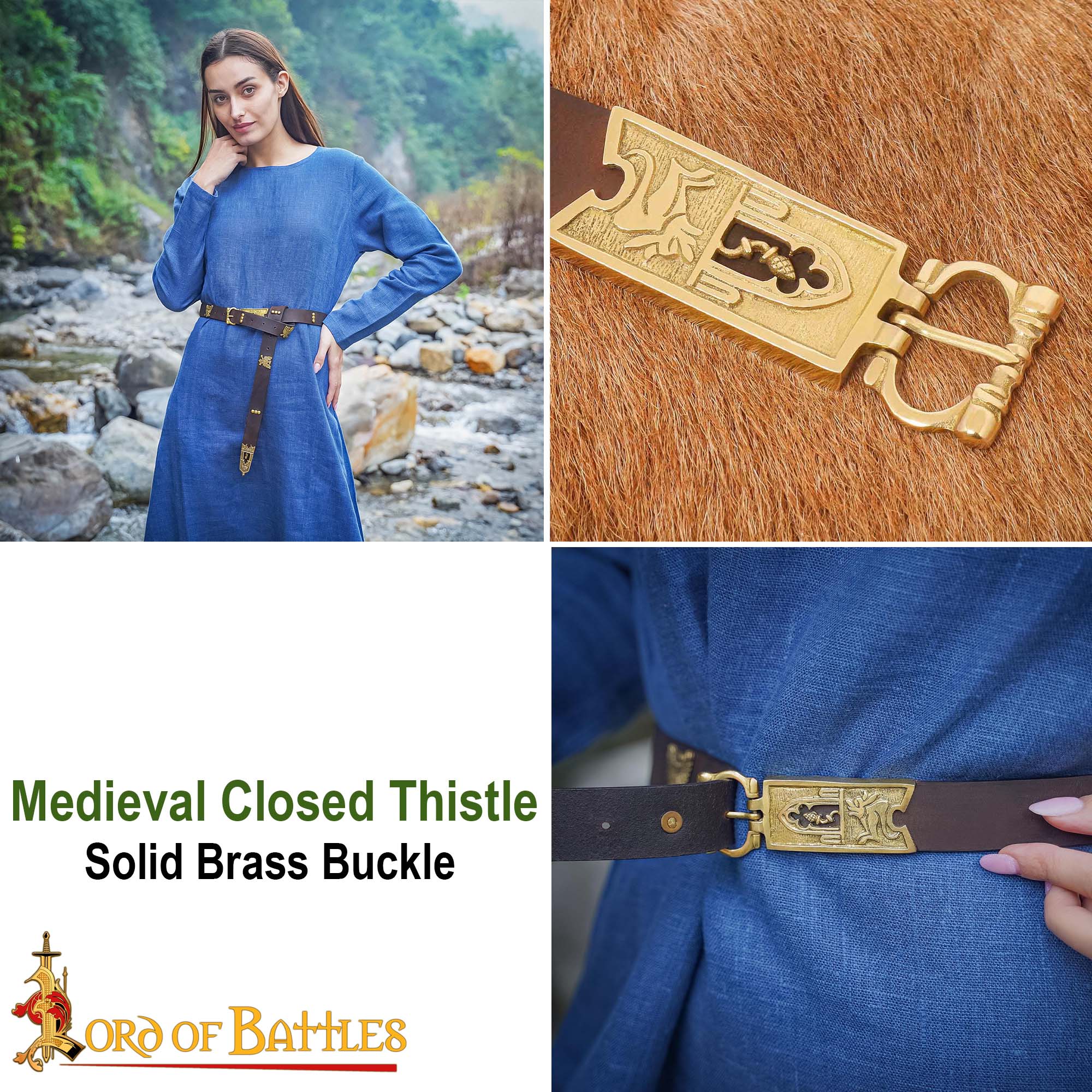 Hebilla Medieval de Latón con Cardo Cerrado - Accesorio para Cinturón Macizo - Imagen 8