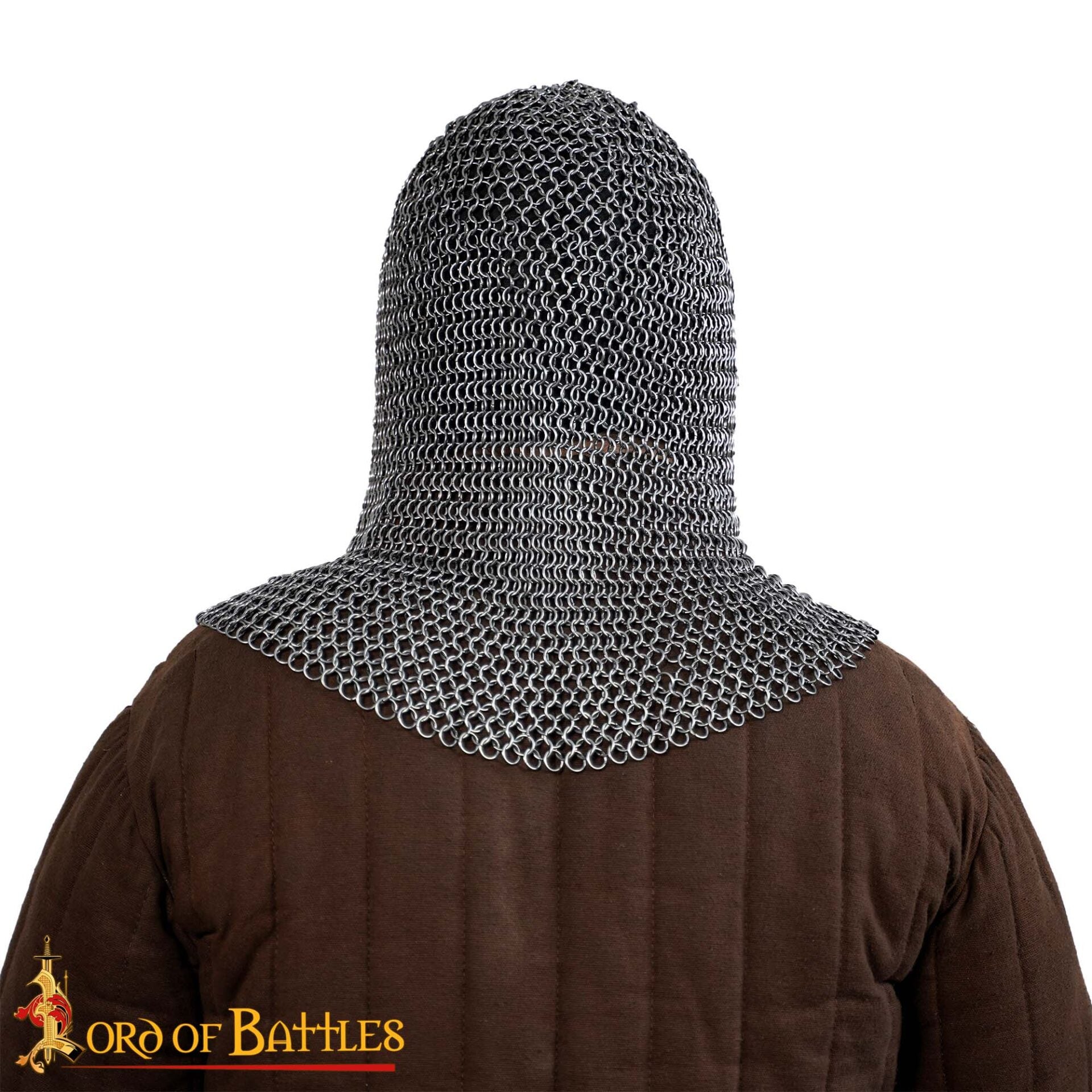 Imagen única de: Cofia Medieval de Cota de Malla - Abertura en V - Acero para Muelles de Calibre 16 - Anillas de 9 Mm Conificado