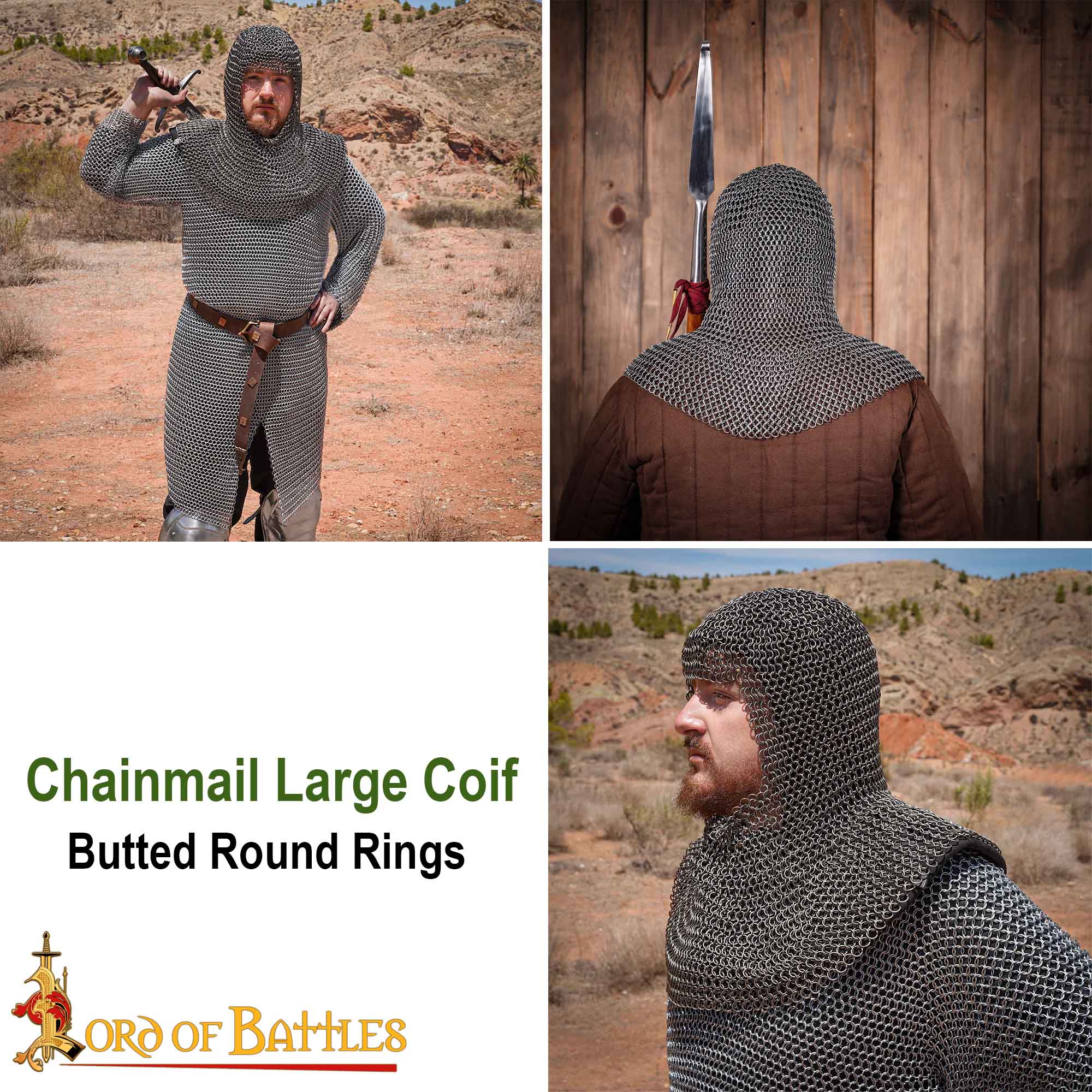 Imagen única de: Cofia de Cota de Malla - Abertura Cuadrada - Acero para Muelles Calibre 16 - Anillas Redondas de 9 Mm con Tope