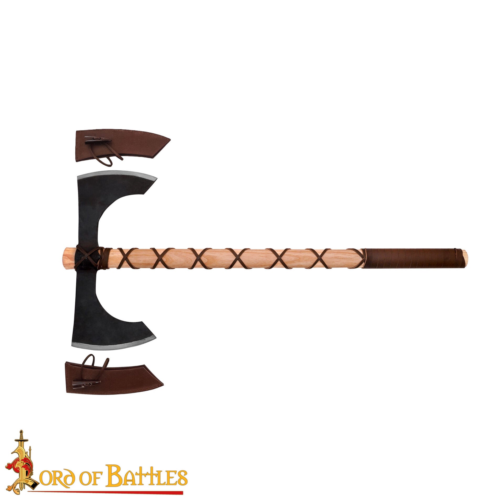 Imagen única de: Hacha de Doble Hoja con Mango de Madera de Fresno - Medieval