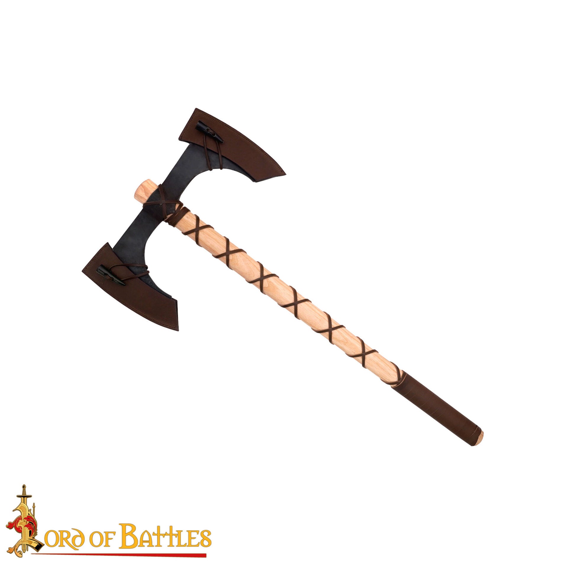 Imagen única de: Hacha de Doble Hoja con Mango de Madera de Fresno - Medieval