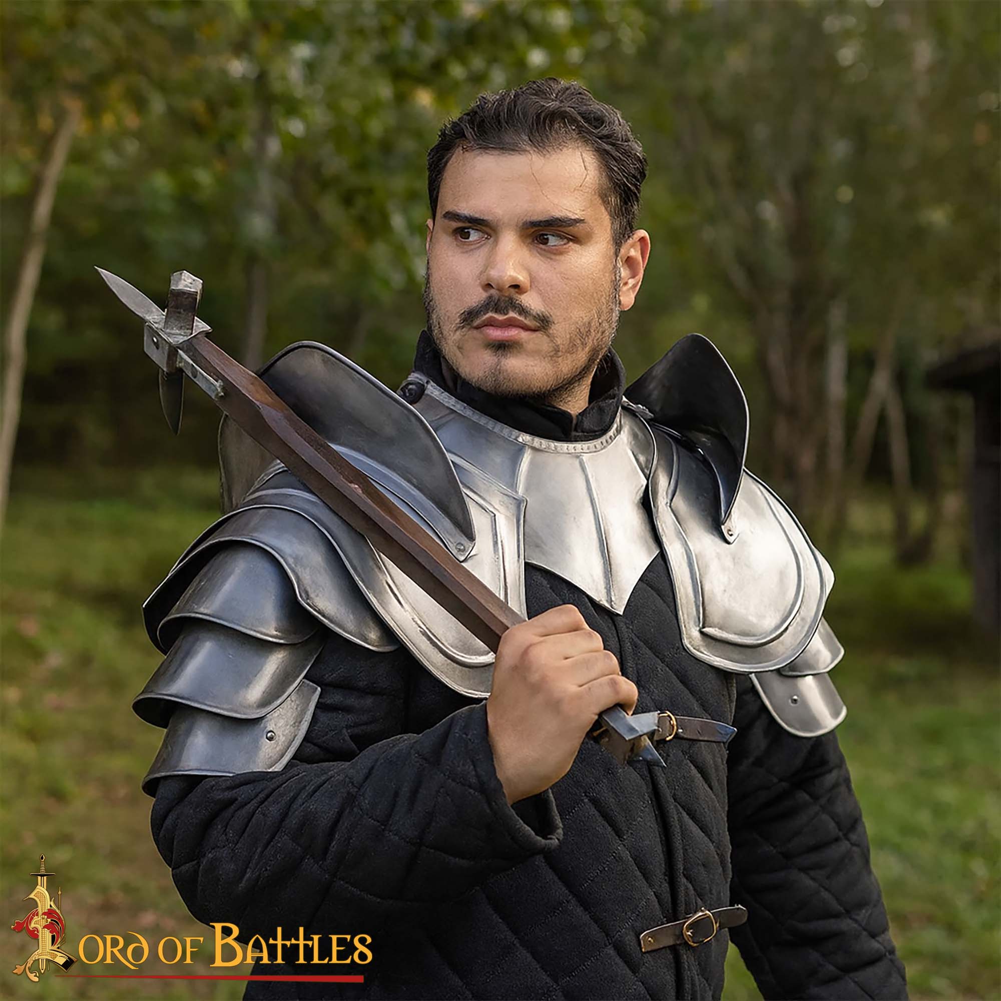 Medieval Steel Pauldrons - Armadura de Hombro de Caballero con Crestas - Imagen 2