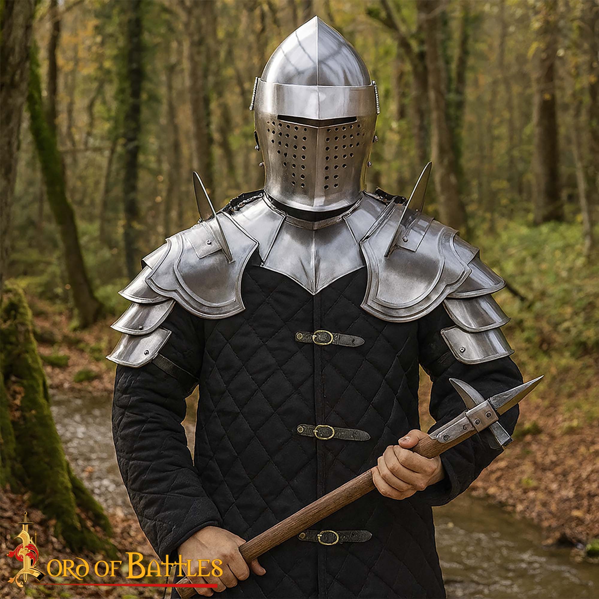 Medieval Steel Pauldrons - Armadura de Hombro de Caballero con Crestas - Imagen 5