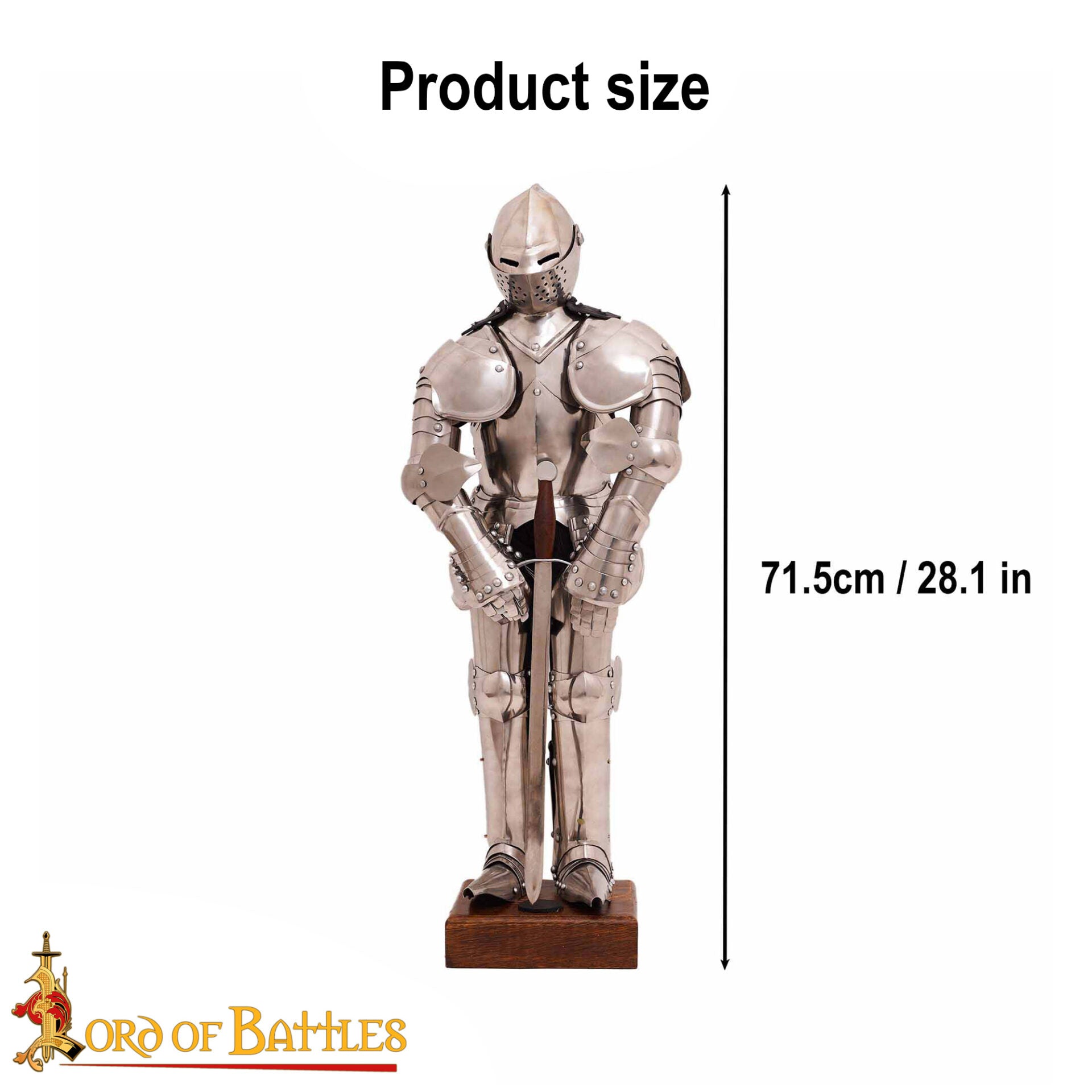 Imagen única de: Armadura de Caballero en Miniatura - Acero Inoxidable Pulido - Calibre 22