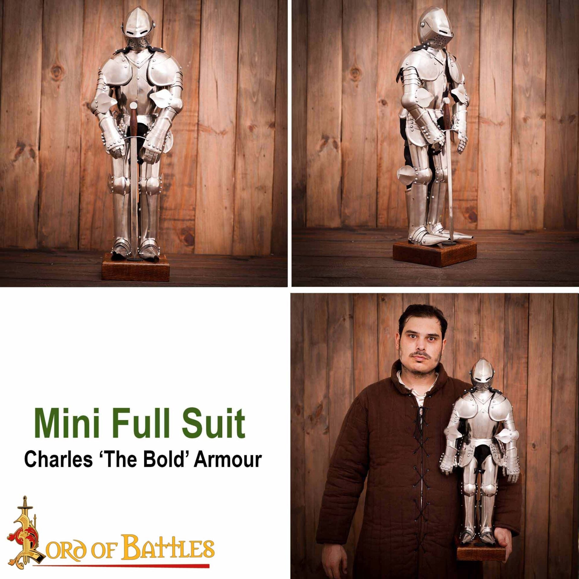 Imagen única de: Armadura de Caballero en Miniatura - Acero Inoxidable Pulido - Calibre 22