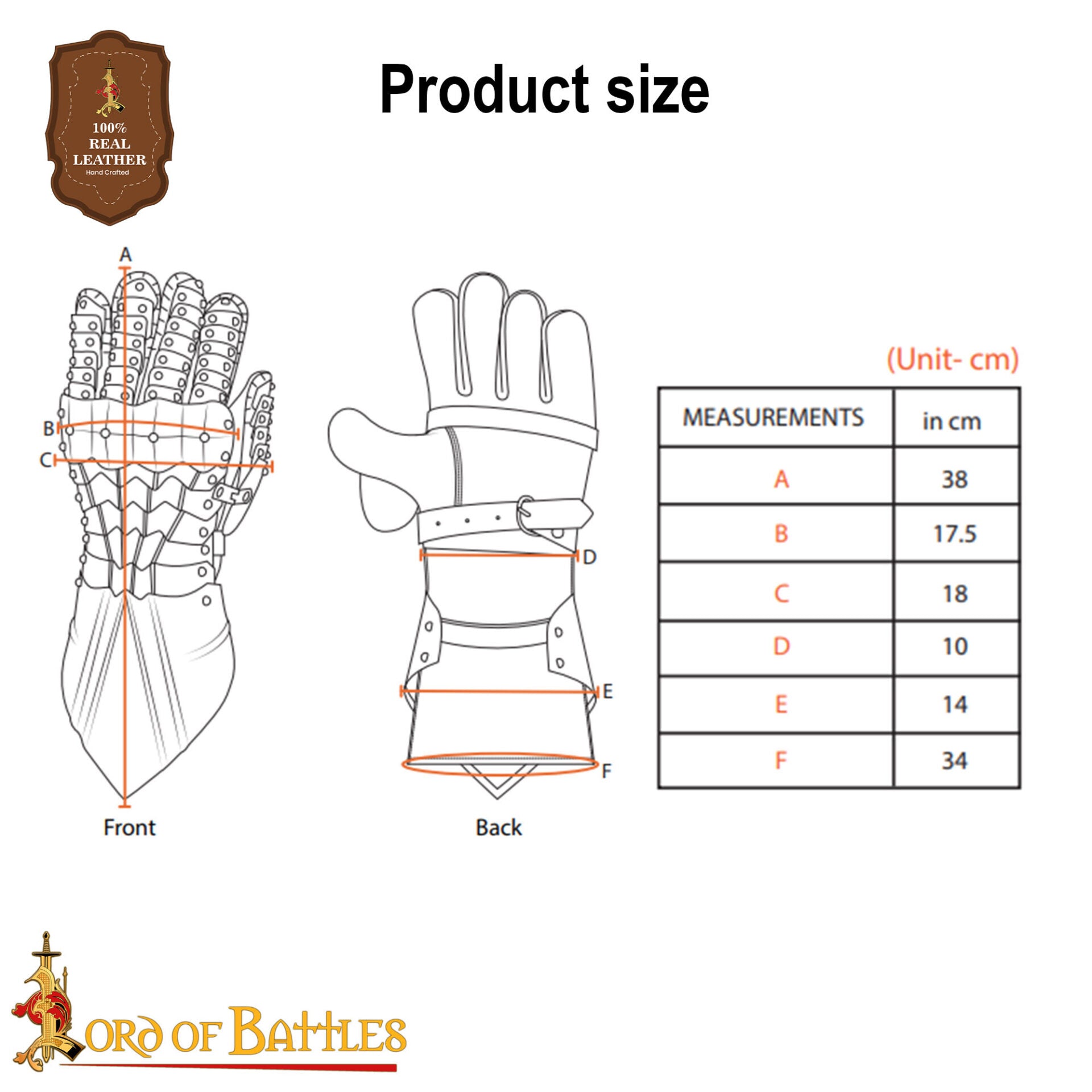Imagen única de: Guanteletes Medievales / Góticos de Caballero de Acero Calibre 18