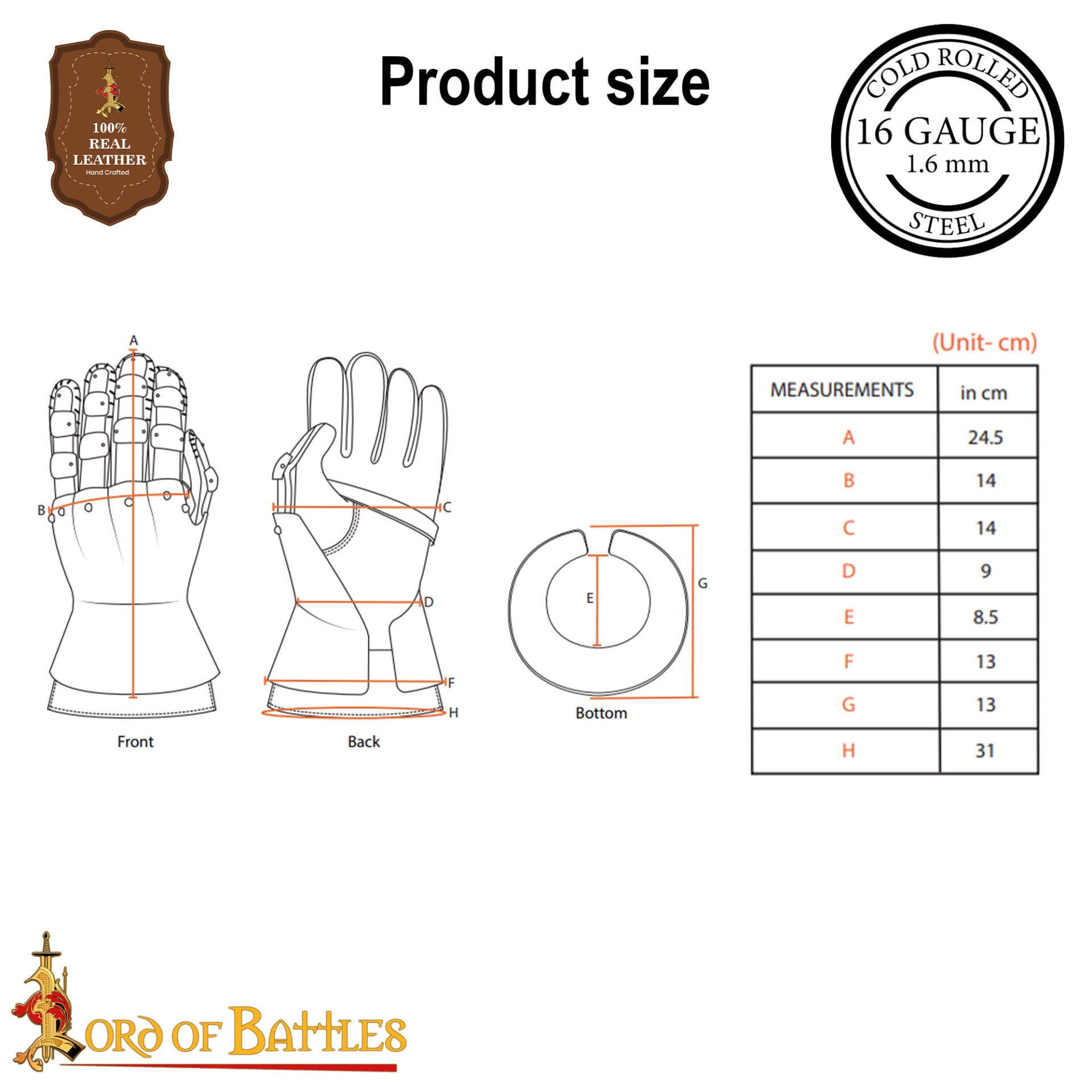 Imagen única de: Guanteletes Medievales de Reloj de Arena del Siglo Xiv - Guantes de Caballero Articulados de Acero de Calibre 16 - Auténtica Armadura Gótica de Protección para las Manos