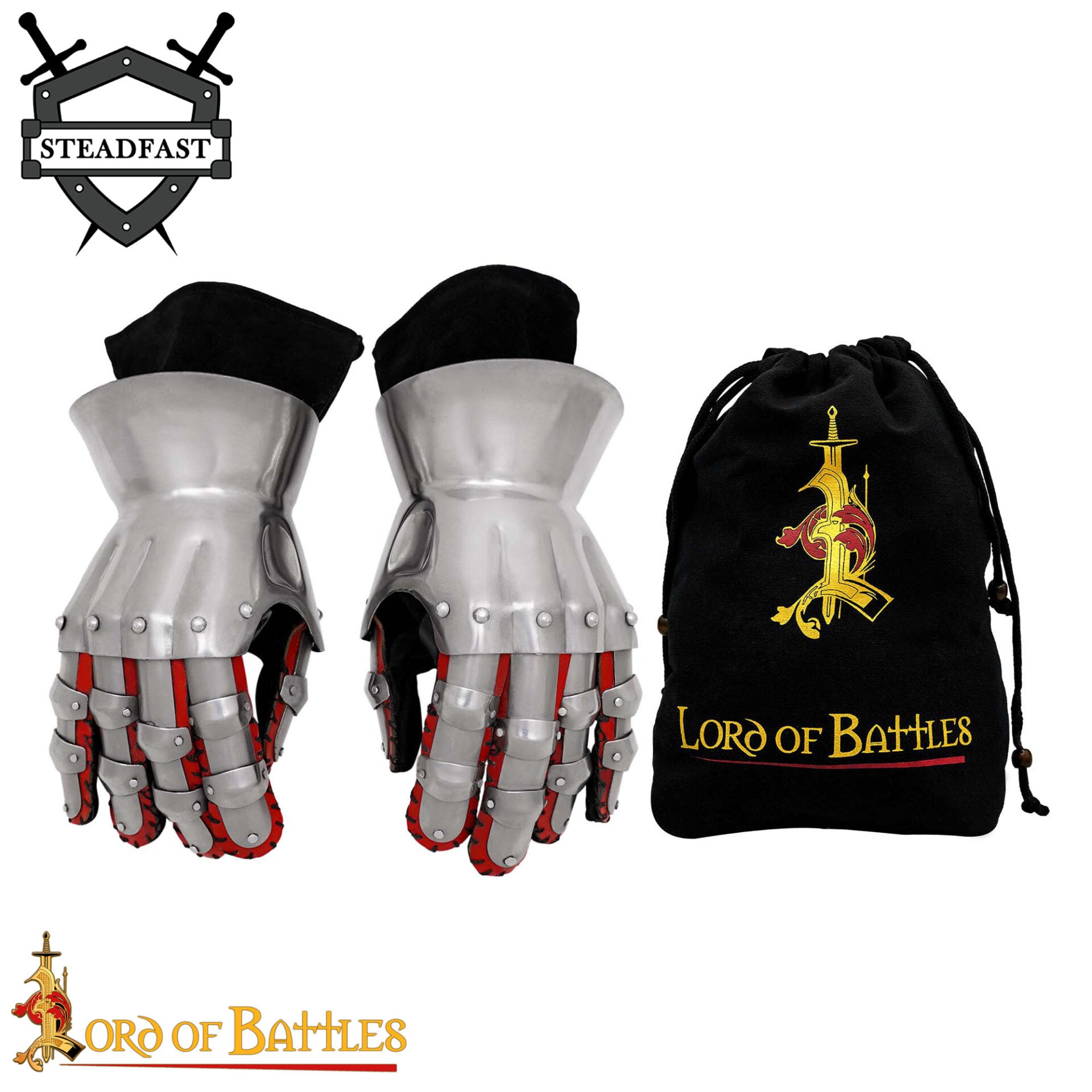 Imagen única de: Guanteletes Medievales de Reloj de Arena del Siglo Xiv - Guantes de Caballero Articulados de Acero de Calibre 16 - Auténtica Armadura Gótica de Protección para las Manos