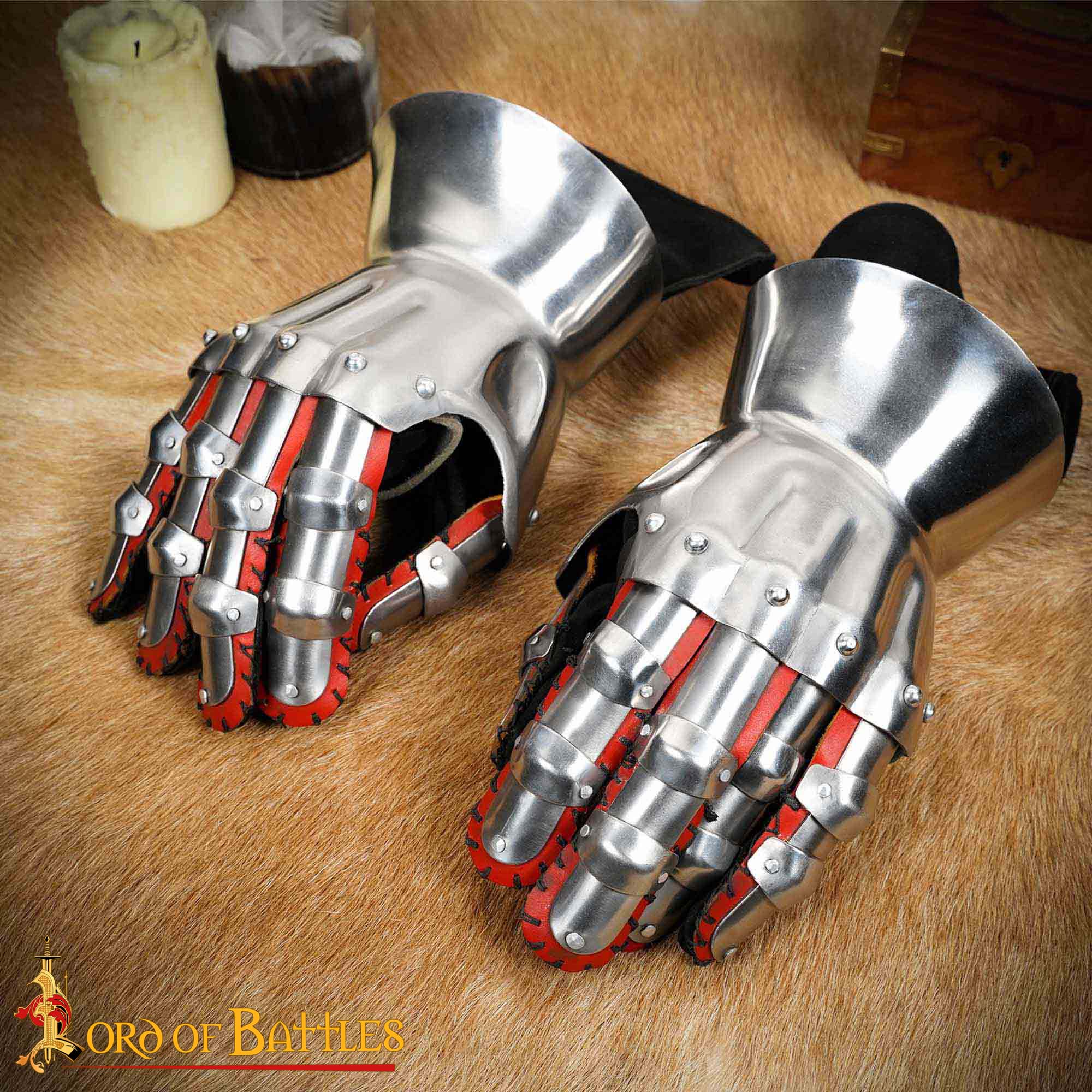 Imagen única de: Guanteletes Medievales de Reloj de Arena del Siglo Xiv - Guantes de Caballero Articulados de Acero de Calibre 16 - Auténtica Armadura Gótica de Protección para las Manos