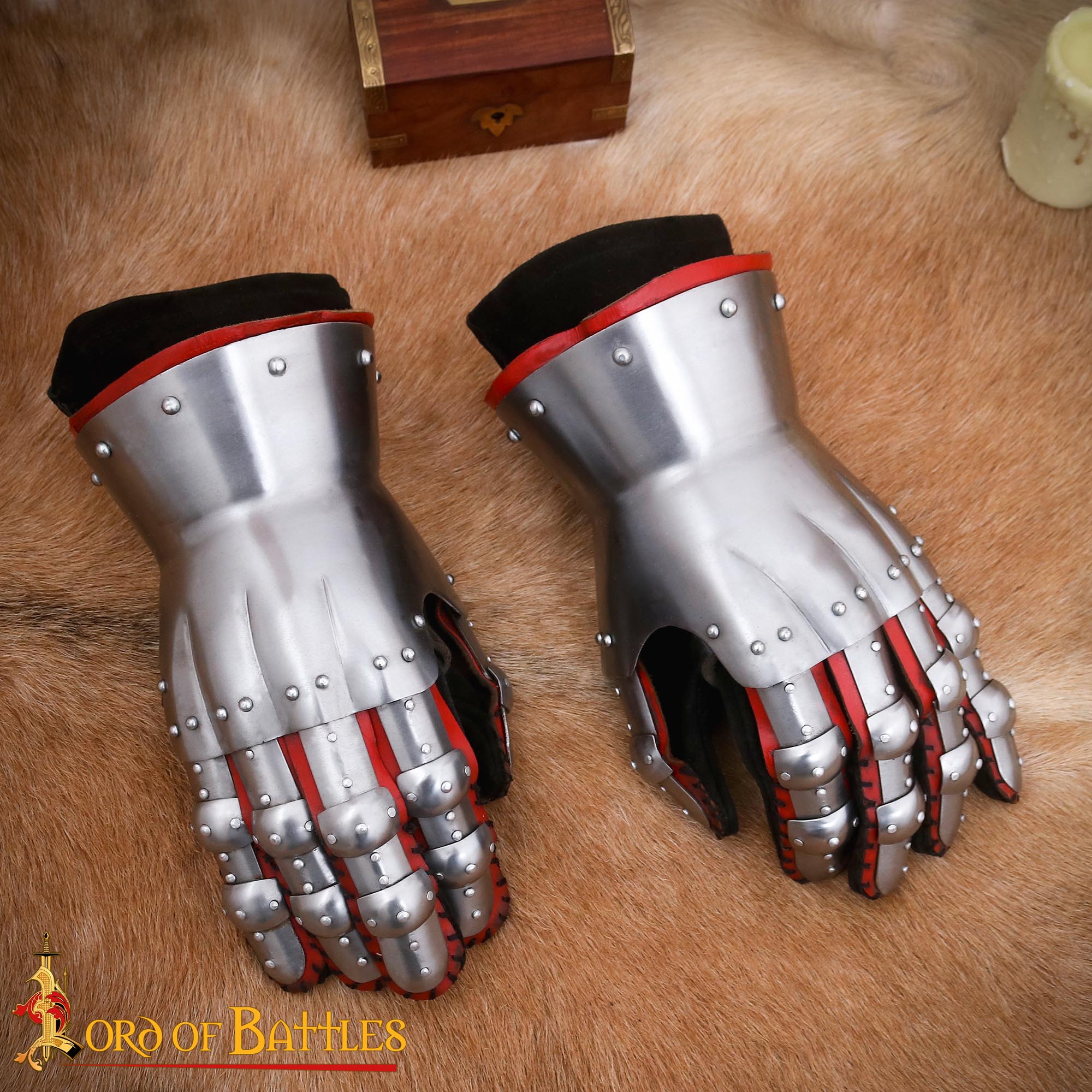 Guantes Medievales de Caballero de Acero de Calibre 16 con Guantes Interiores de Ante Auténtico, Armadura del Siglo Xiv para Larp, Sca y Cosplay - Imagen 1