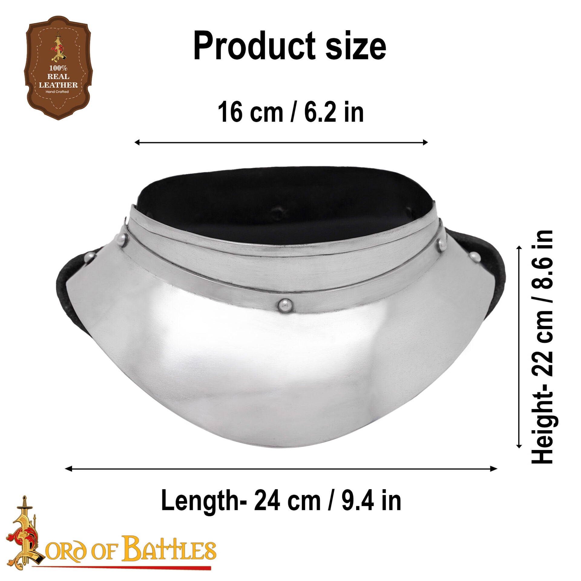 Imagen única de: Renaissance Lady Conquistador Gorget Pequeño de Acero Calibre 16