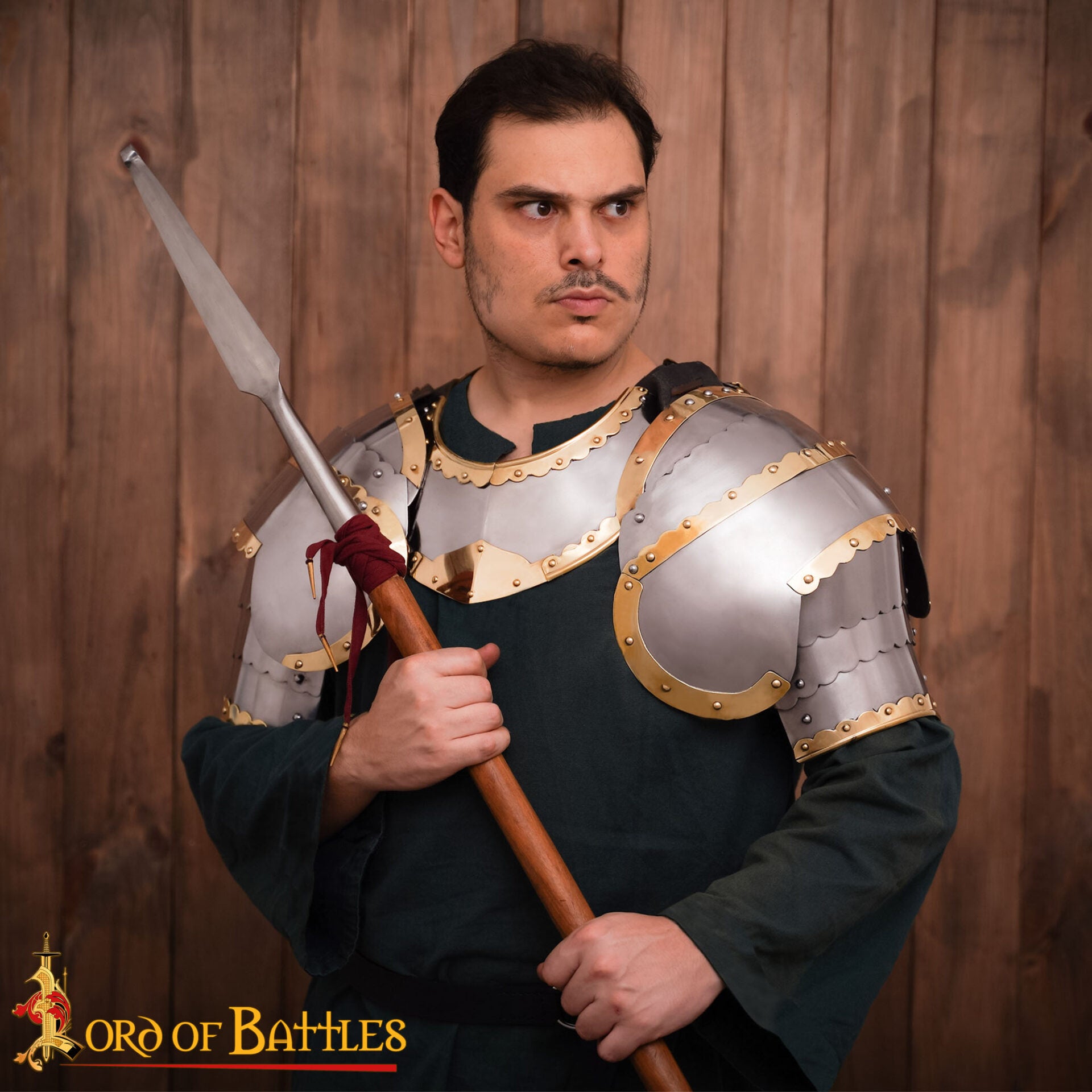 Imagen única de: Húsar Gorget Armadura de Placas con Latón de Calibre 16