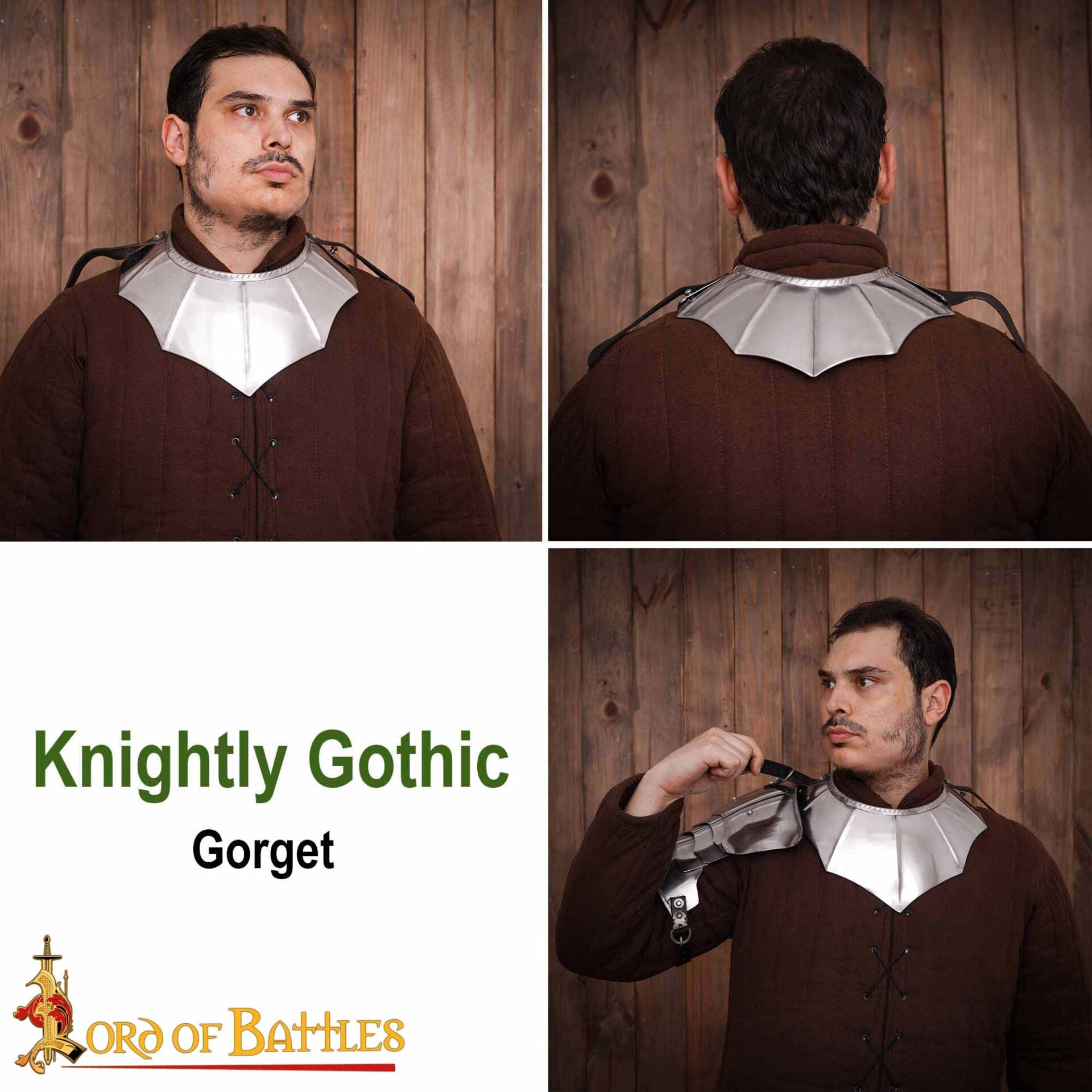 Imagen única de: Gorget Caballero Gótico con Bordes Estriados y Diseño de Cuerda Calibre 16