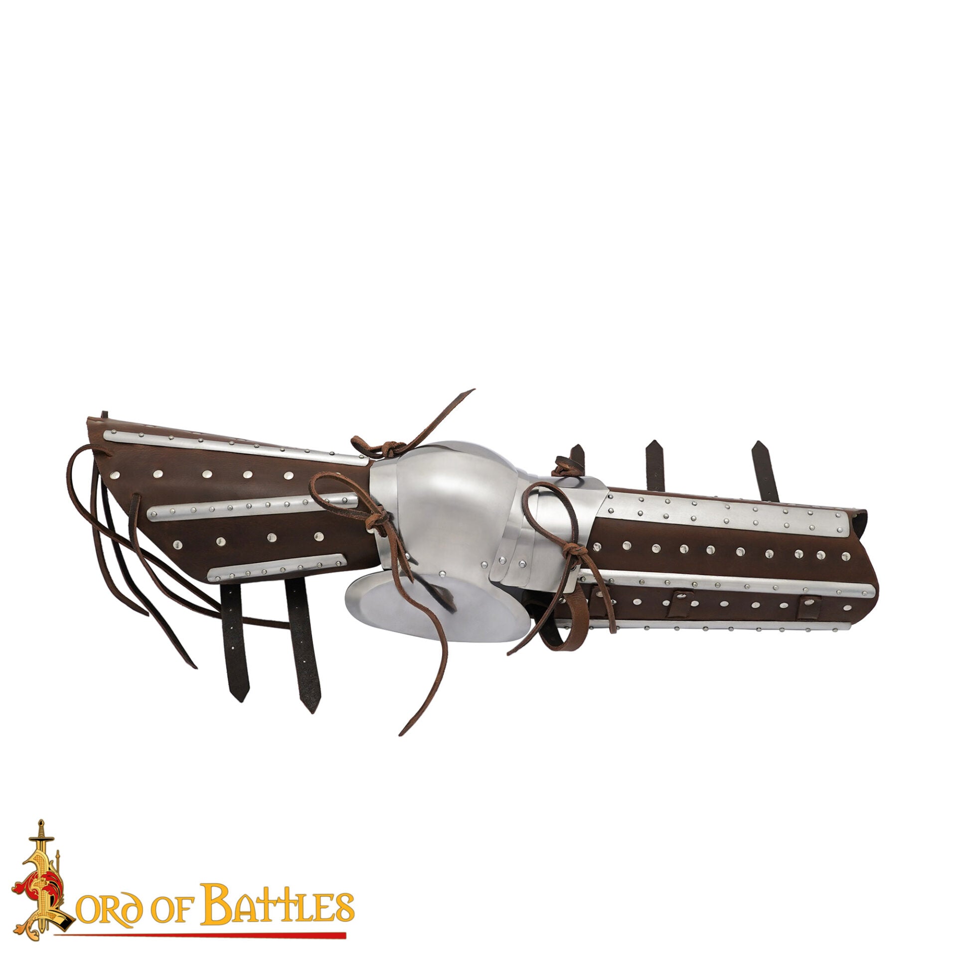 Imagen única de: Armadura Medieval de Piernas Entablilladas - Acero Pulido Calibre 16 con Correas de Cuero - Ajuste Regulable