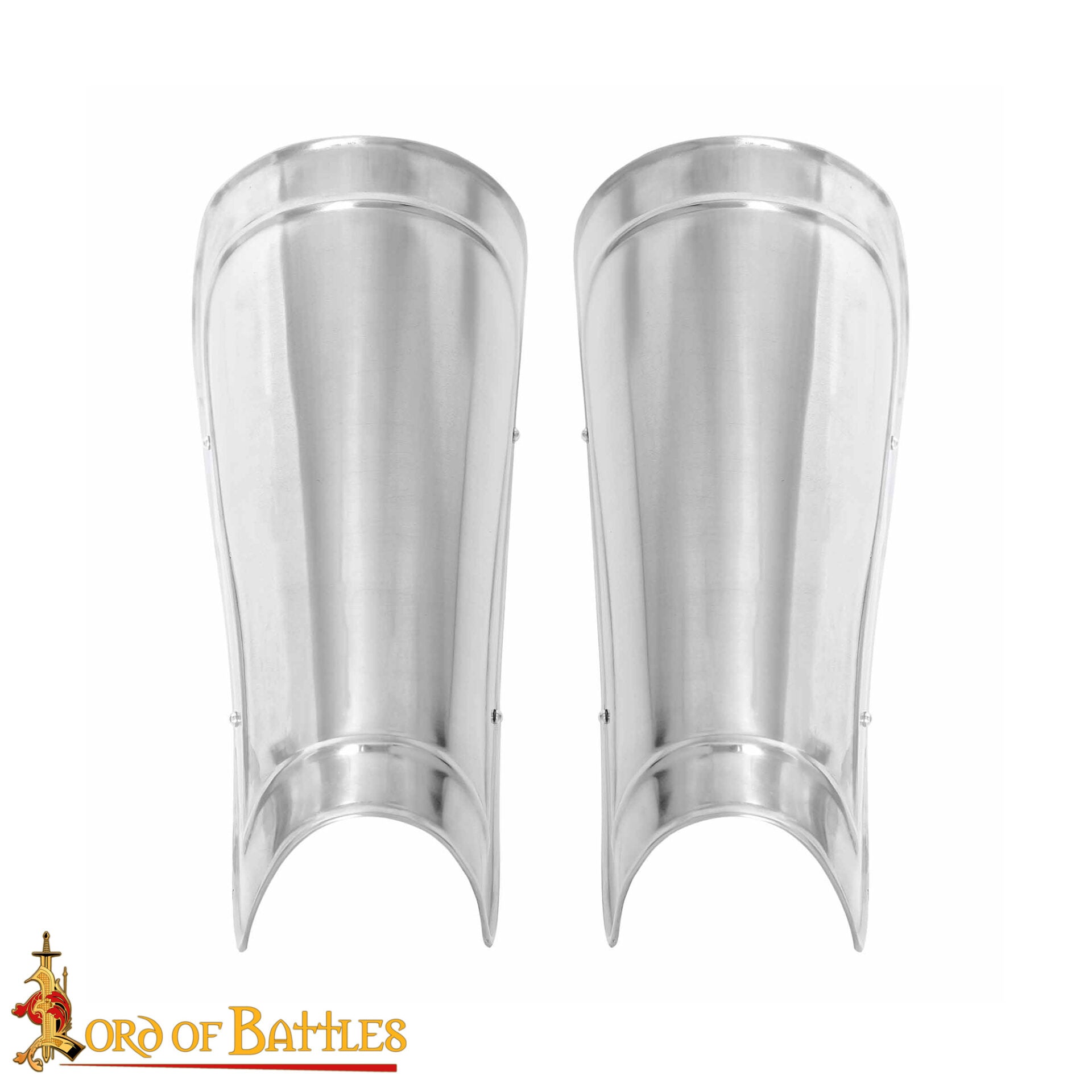 Imagen única de: Grebas Medievales de Acero Liso - Armadura de Piernas del Siglo Xiv para Guerreros Listos para la Batalla