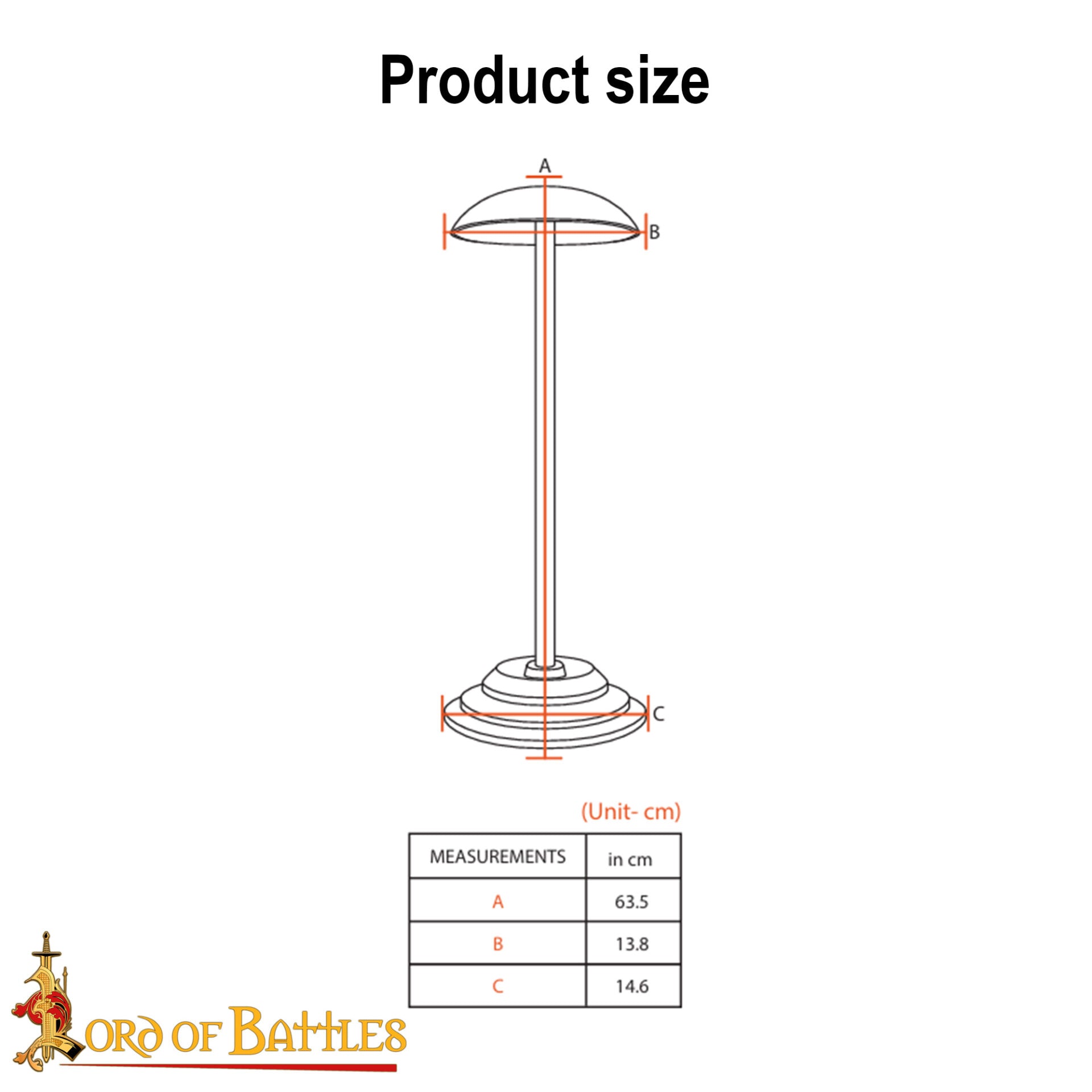 Imagen única de: Soporte de Casco de Hierro Hecho a Mano de 25" de Altura para Cascos con o sin Aventail
