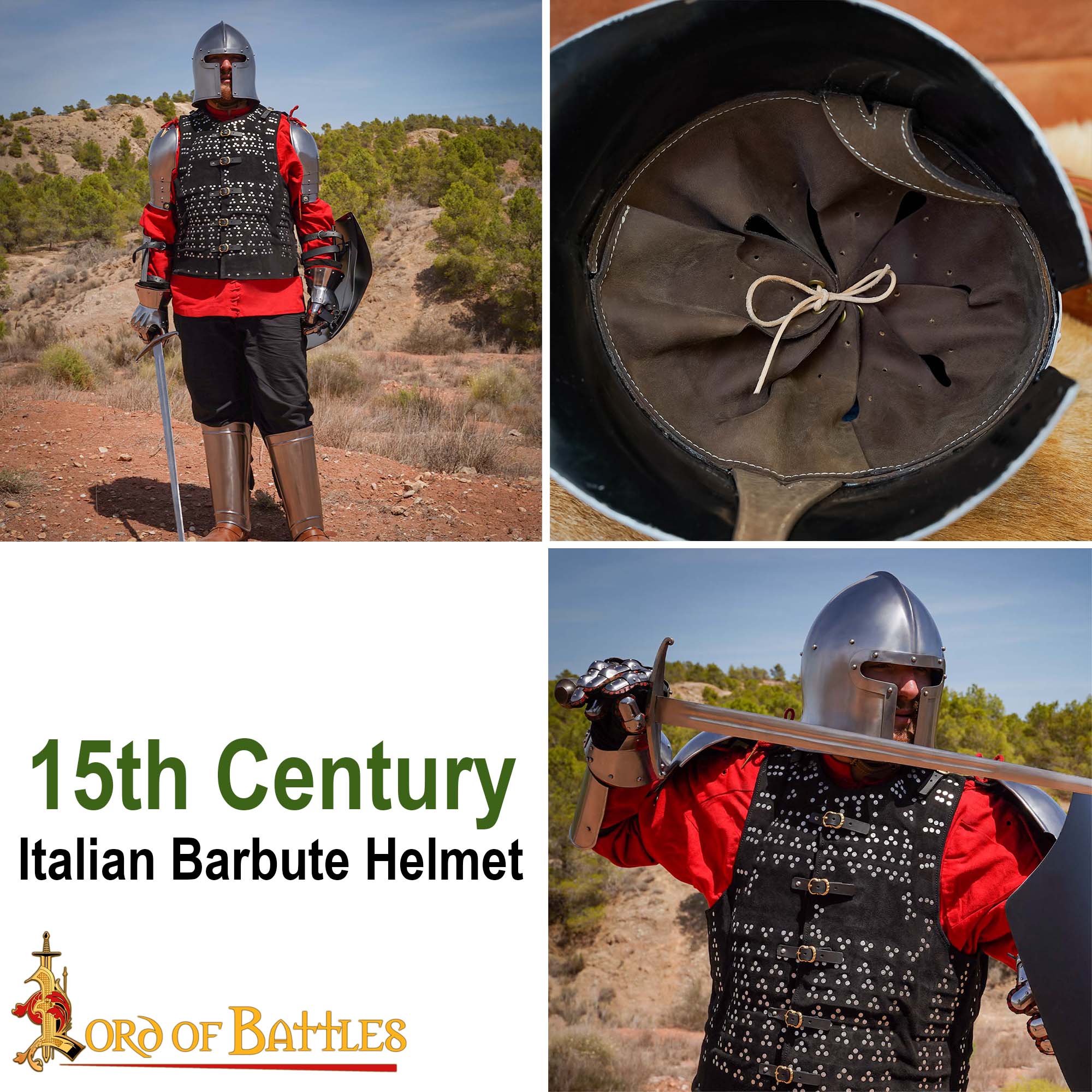 Imagen única de: Casco Barbute Italiano del Siglo Xv Calibre 16