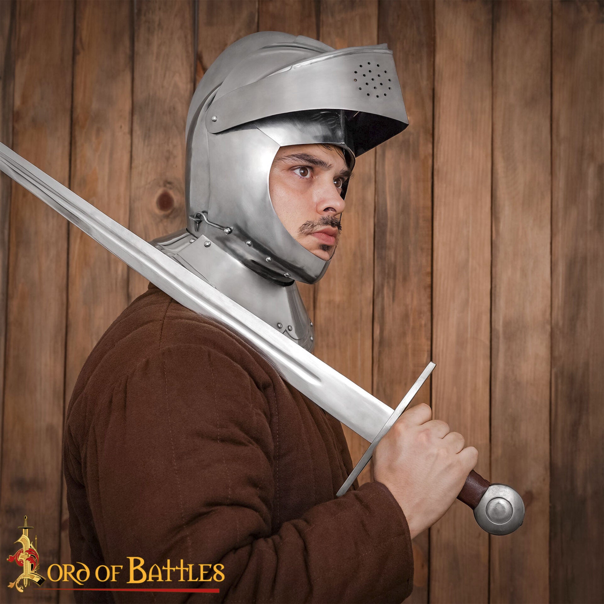 Imagen única de: Casco Cerrado Renaissance con Visera Móvil Bevor Integrada Calibre 16