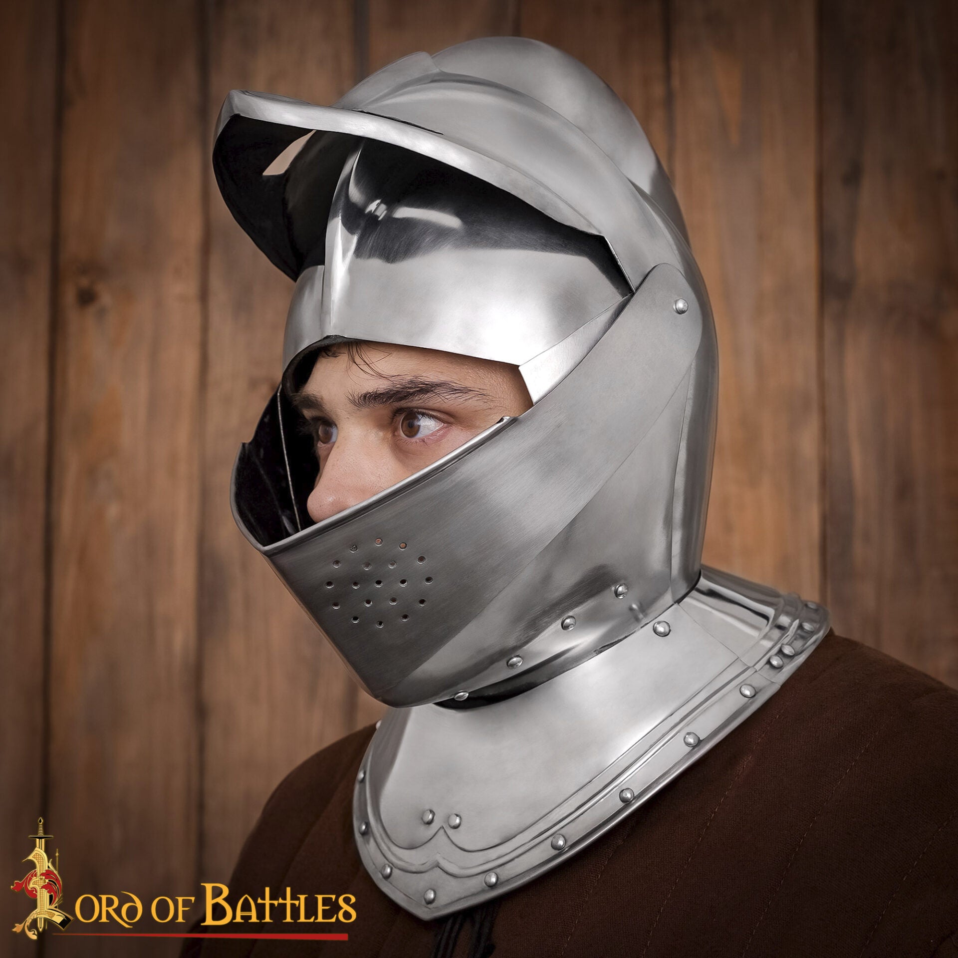 Imagen única de: Casco Cerrado Renaissance con Visera Móvil Bevor Integrada Calibre 16