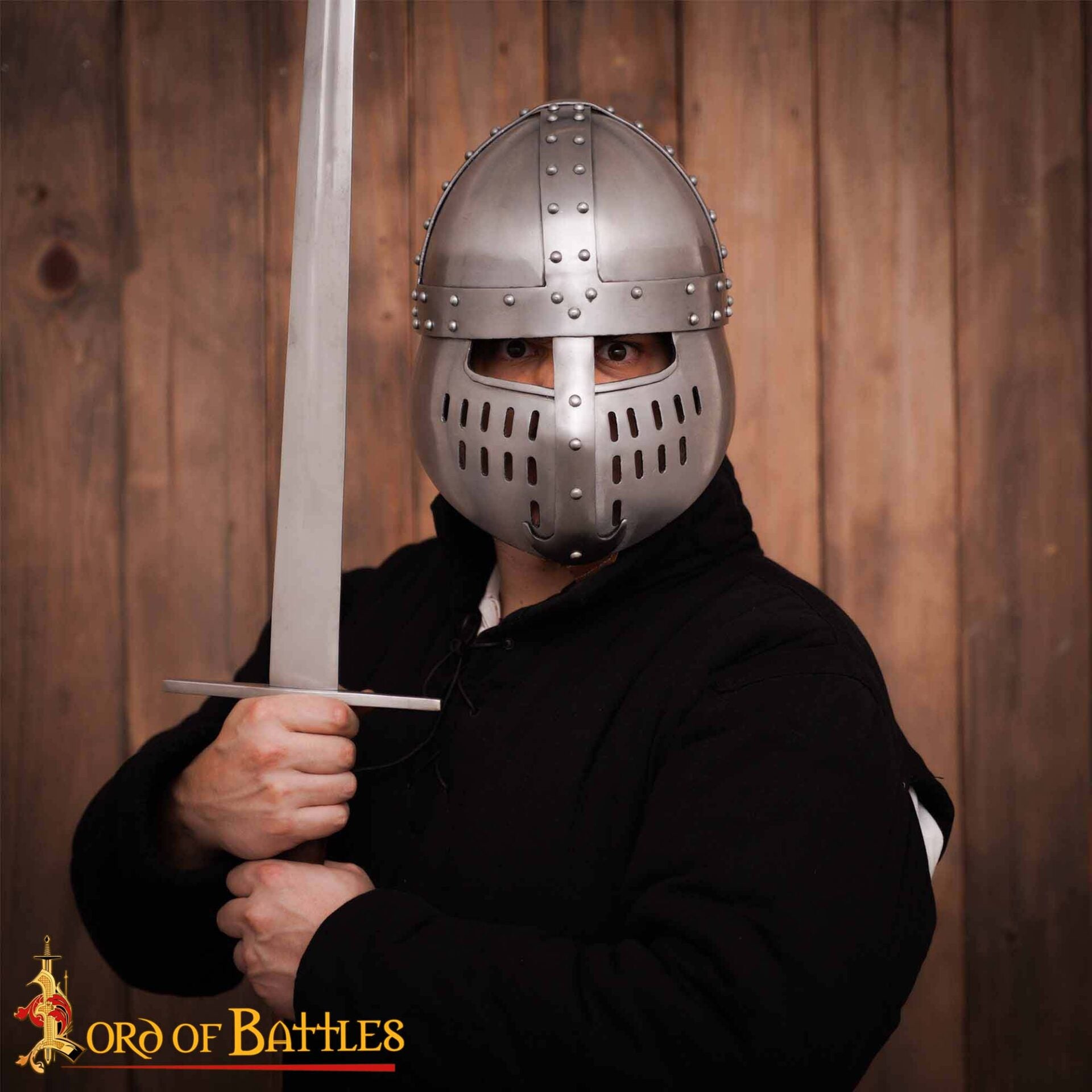 Imagen única de: Casco Normando Spangenhelm del Siglo Xii-xiii con Protector Facial - Armadura Medieval de Acero Dulce de Calibre 16