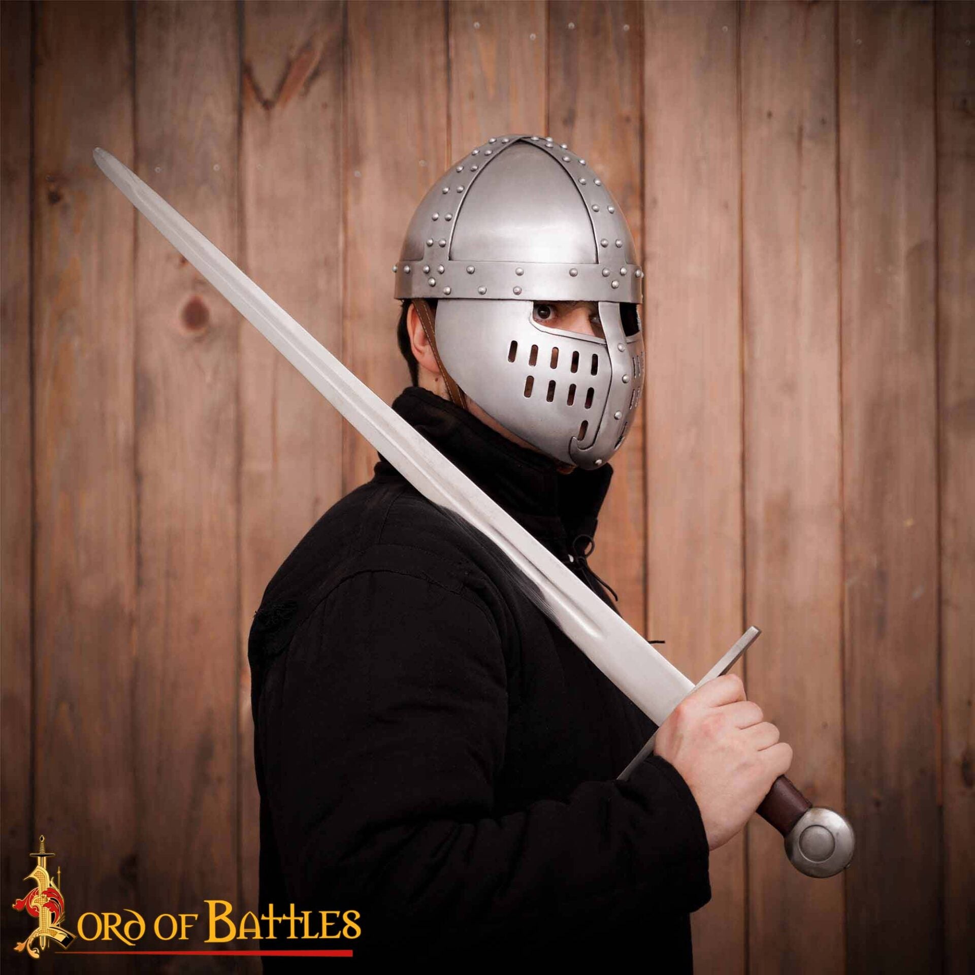 Imagen única de: Casco Normando Spangenhelm del Siglo Xii-xiii con Protector Facial - Armadura Medieval de Acero Dulce de Calibre 16