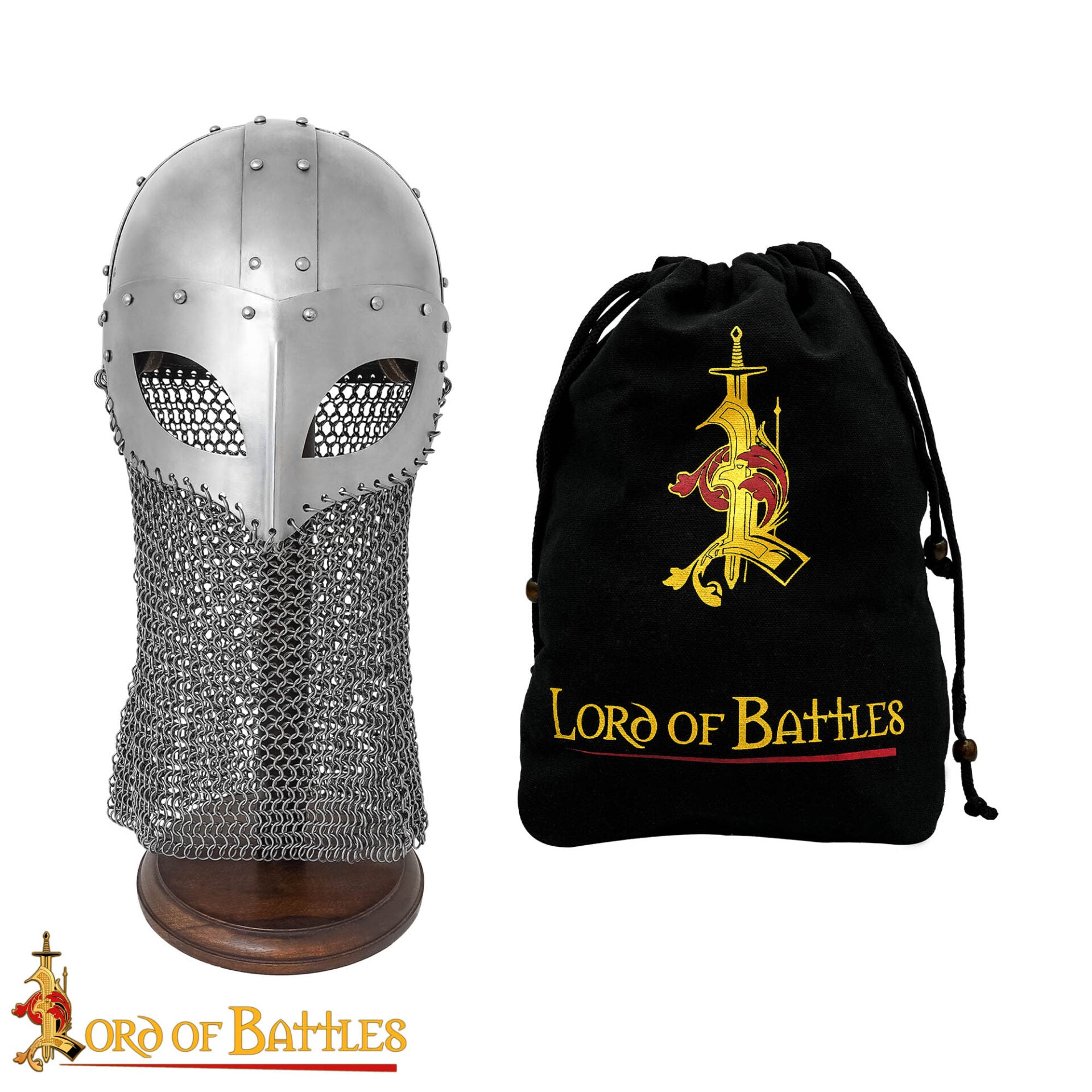 Imagen única de: Casco de Gafas Vikingo con Coraza de Cota de Malla de 16 Calibre