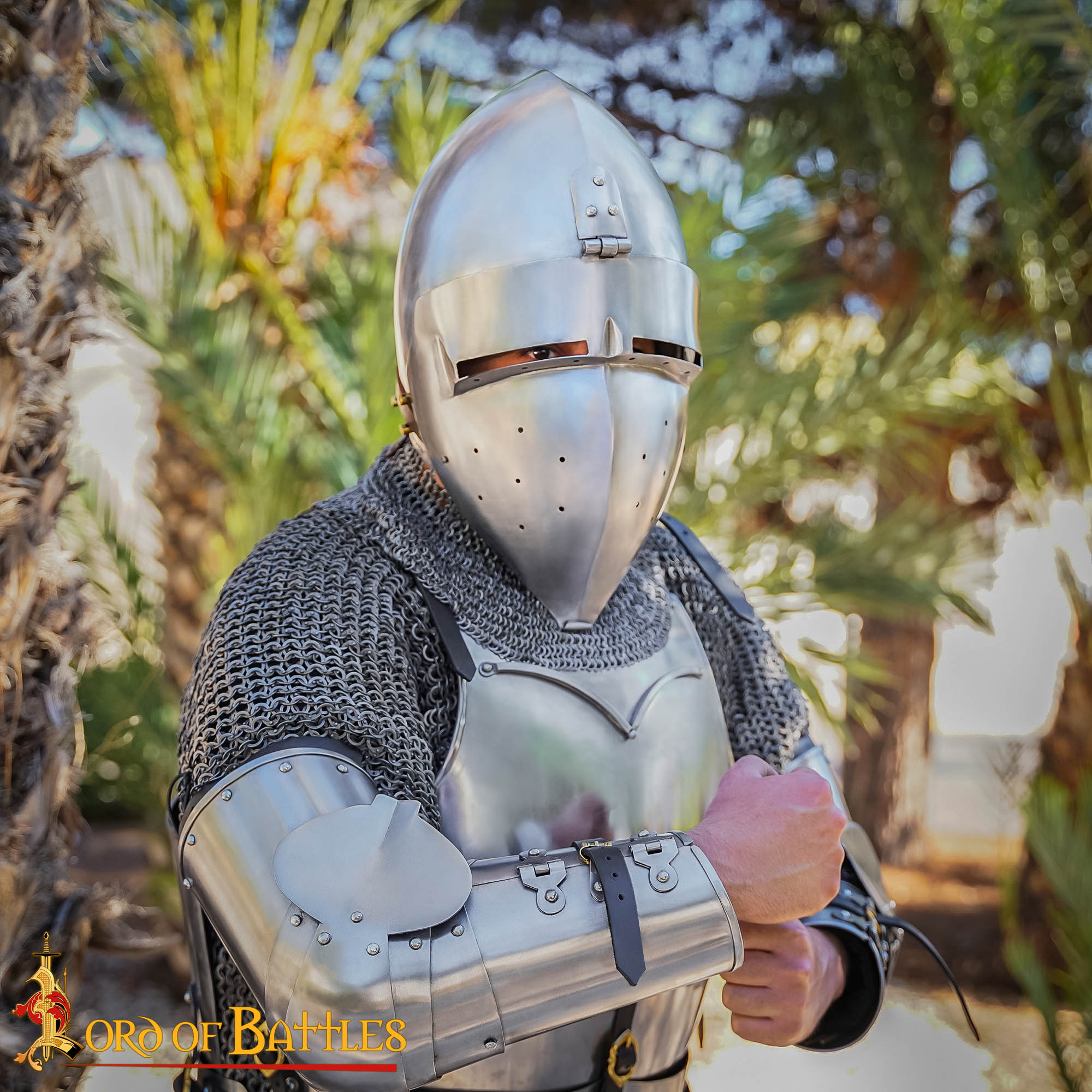 Imagen única de: Casco Medieval Klappvisor Bascinet con Forro Acolchado Calibre 16