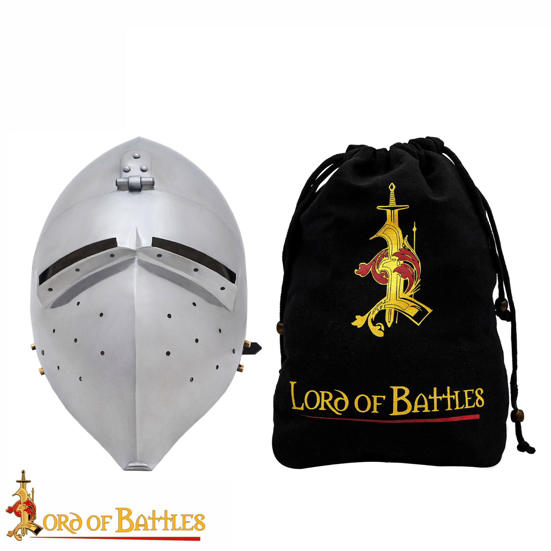 Imagen única de: Casco Medieval Klappvisor Bascinet con Forro Acolchado Calibre 16