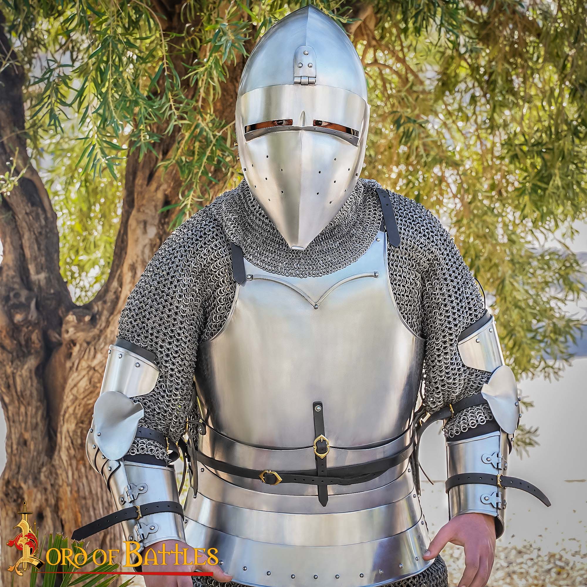 Imagen única de: Casco Medieval Klappvisor Bascinet con Forro Acolchado Calibre 16