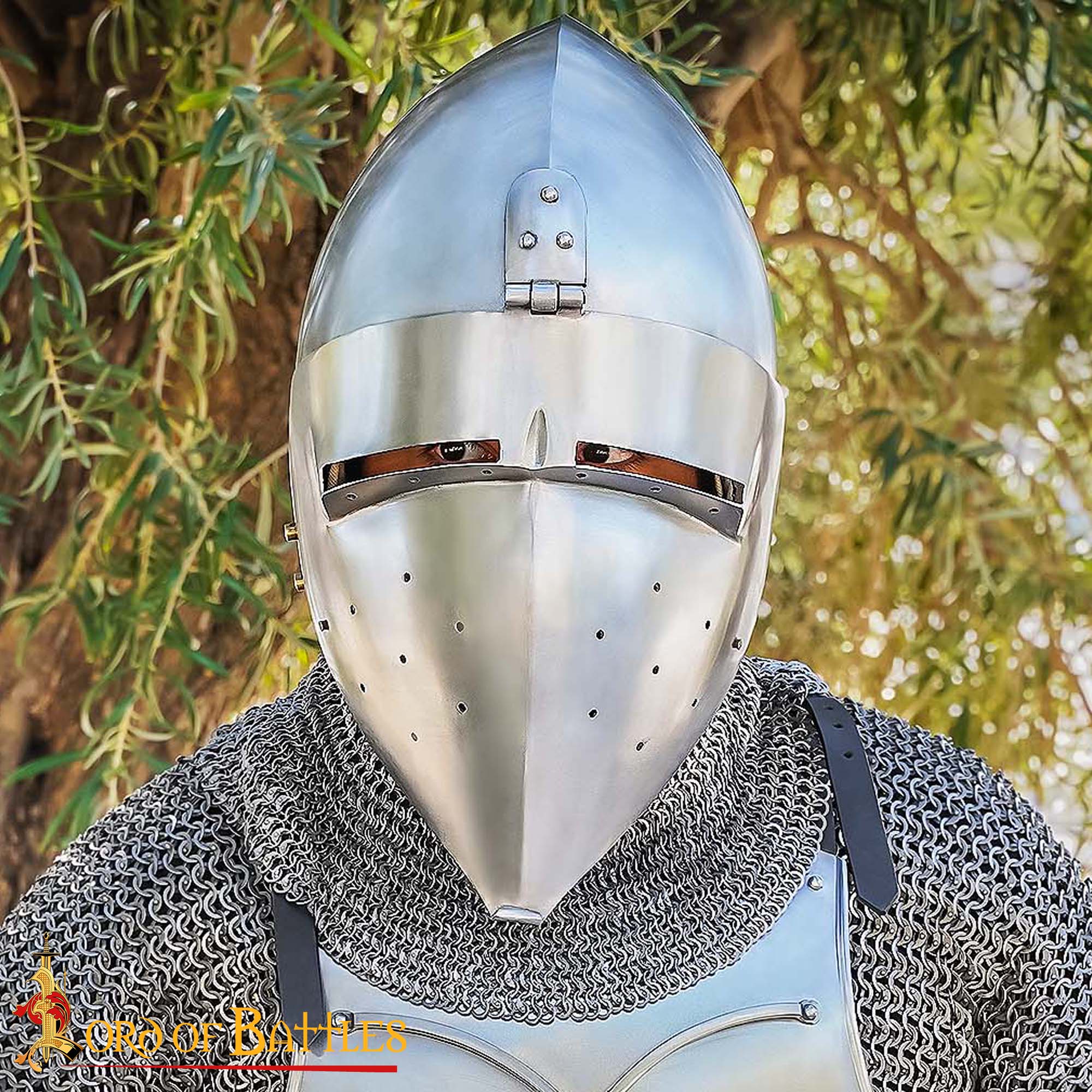 Imagen única de: Casco Medieval Klappvisor Bascinet con Forro Acolchado Calibre 16
