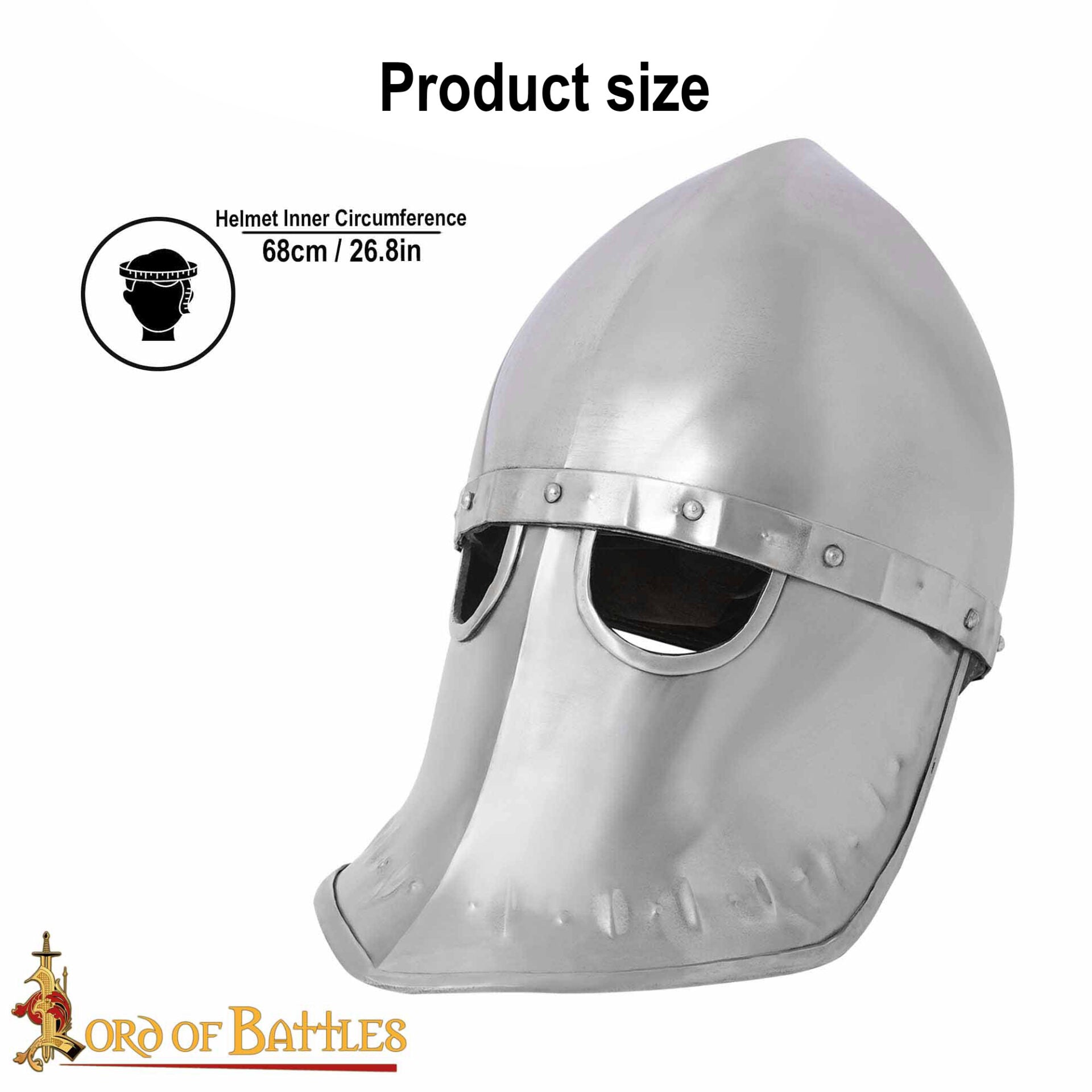 Imagen única de: Medieval Italo - Casco Normando de Acero Calibre 16