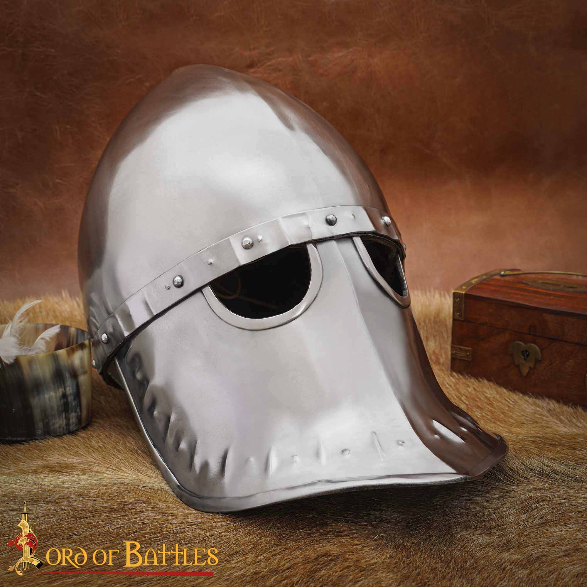 Imagen única de: Medieval Italo - Casco Normando de Acero Calibre 16