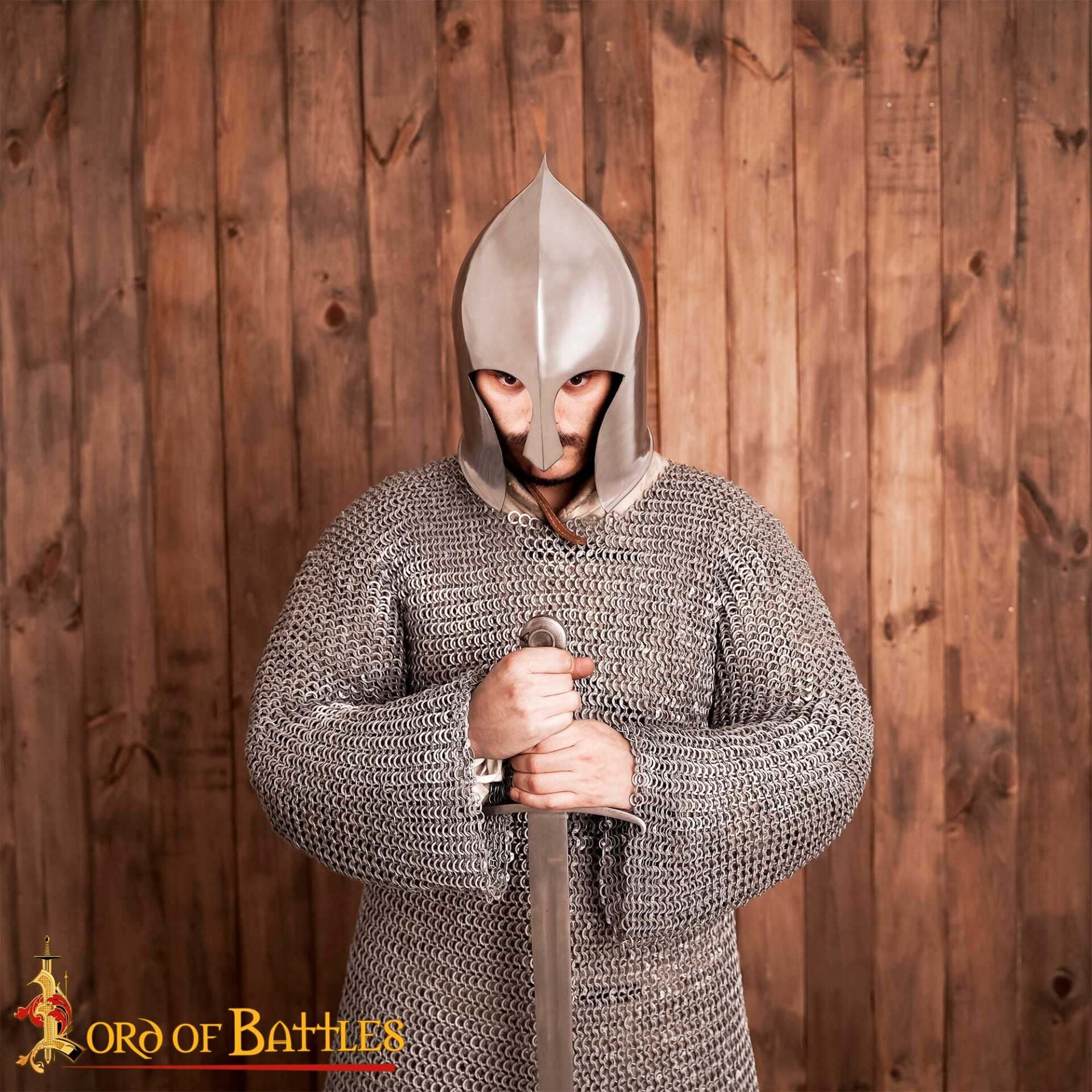 Imagen única de: Casco de Guerrero Elfo con Forro de Cuero Auténtico para Larp y Cosplay Calibre 16