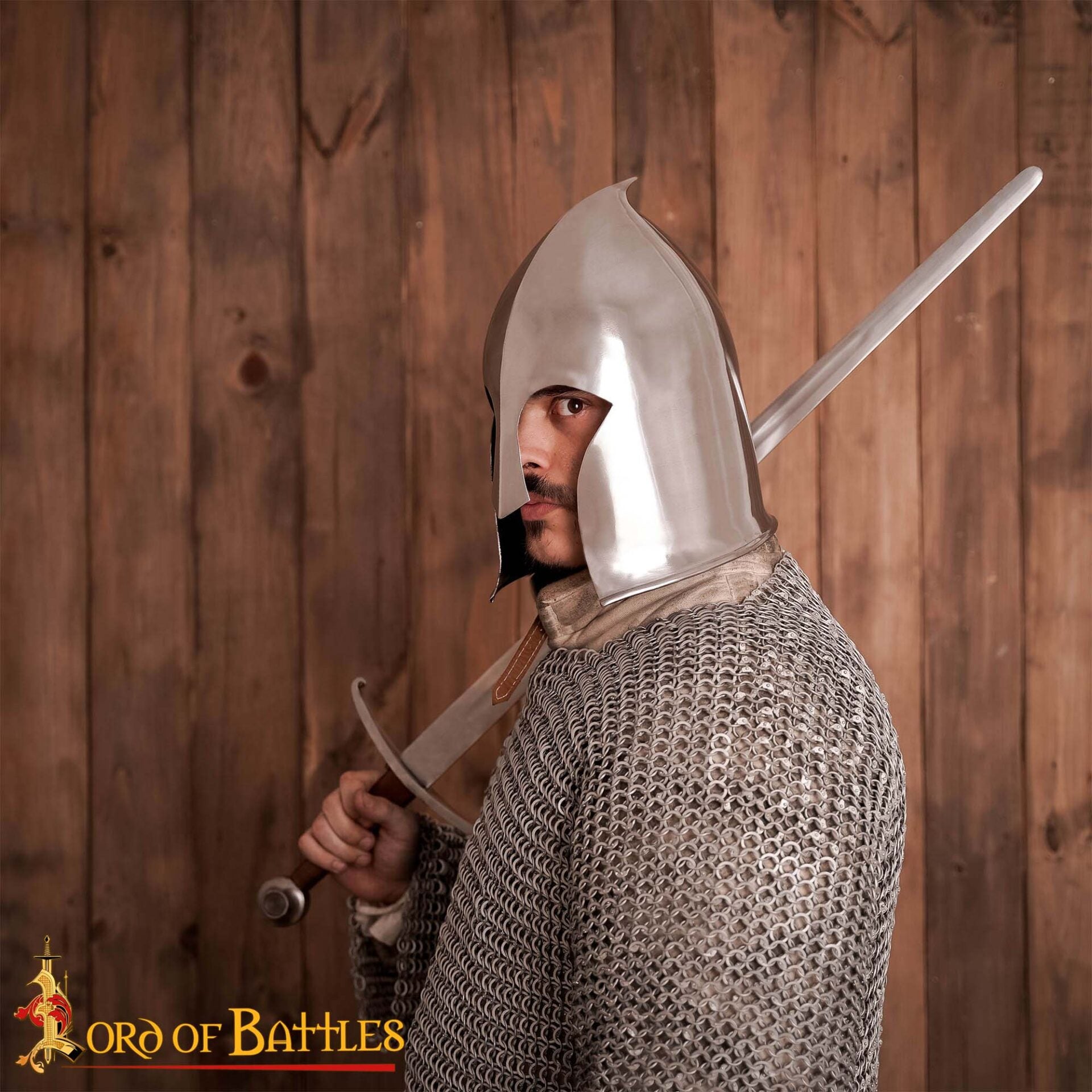 Imagen única de: Casco de Guerrero Elfo con Forro de Cuero Auténtico para Larp y Cosplay Calibre 16