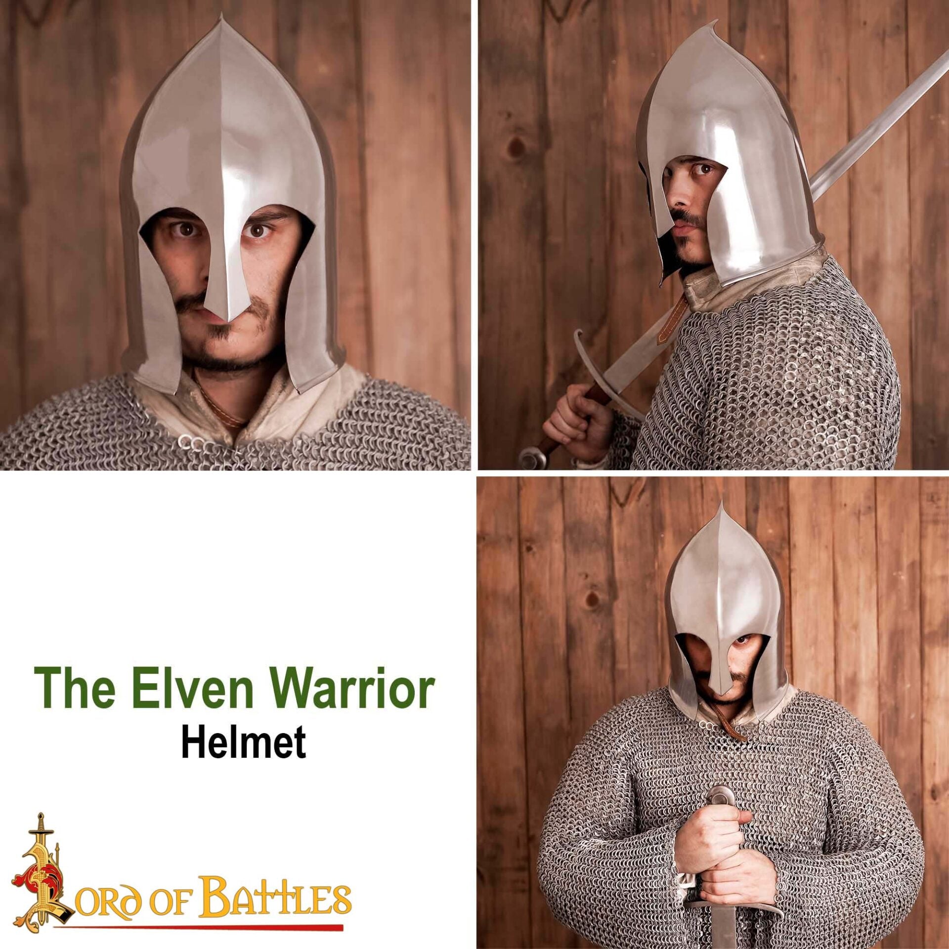 Imagen única de: Casco de Guerrero Elfo con Forro de Cuero Auténtico para Larp y Cosplay Calibre 16