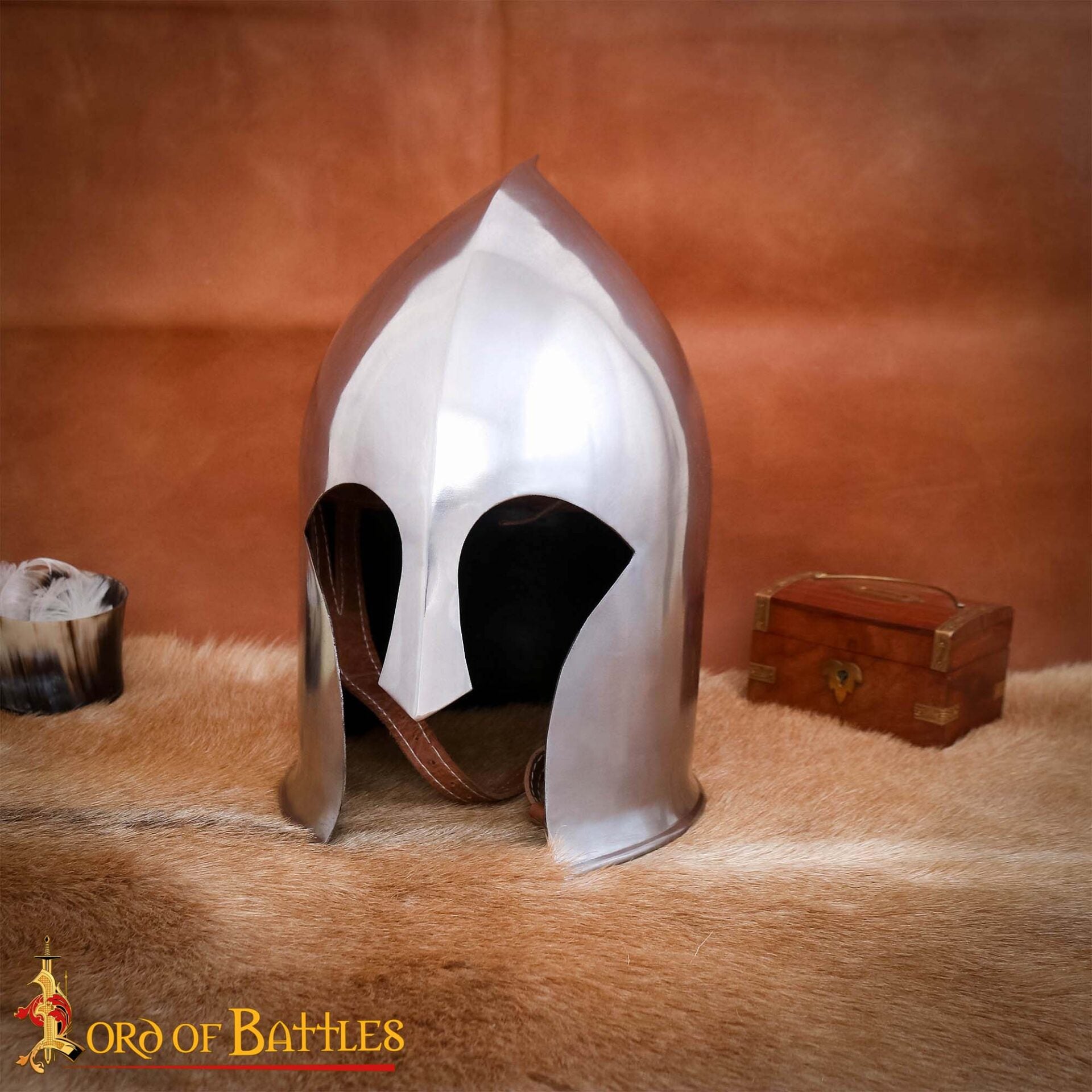 Imagen única de: Casco de Guerrero Elfo con Forro de Cuero Auténtico para Larp y Cosplay Calibre 16