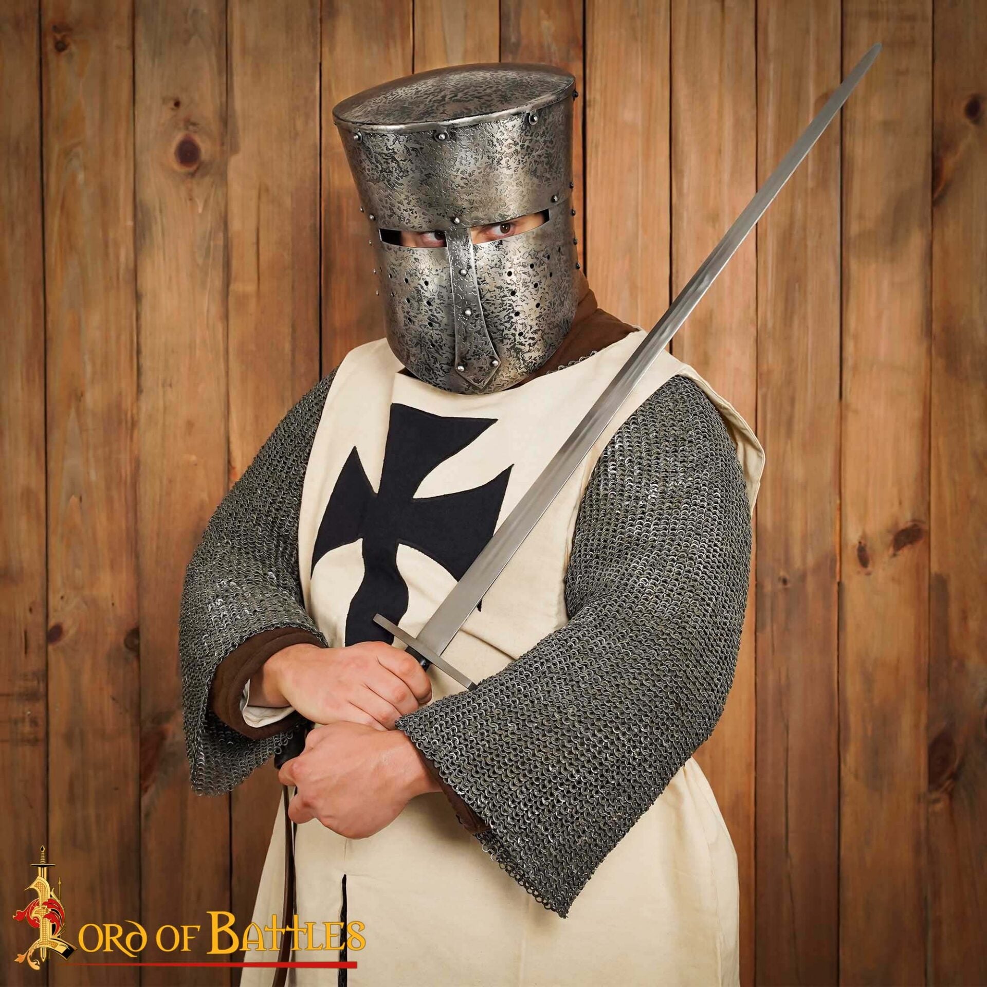 Imagen única de: Casco Cruzado Medieval Antiguo con Forro Acolchado Calibre 16
