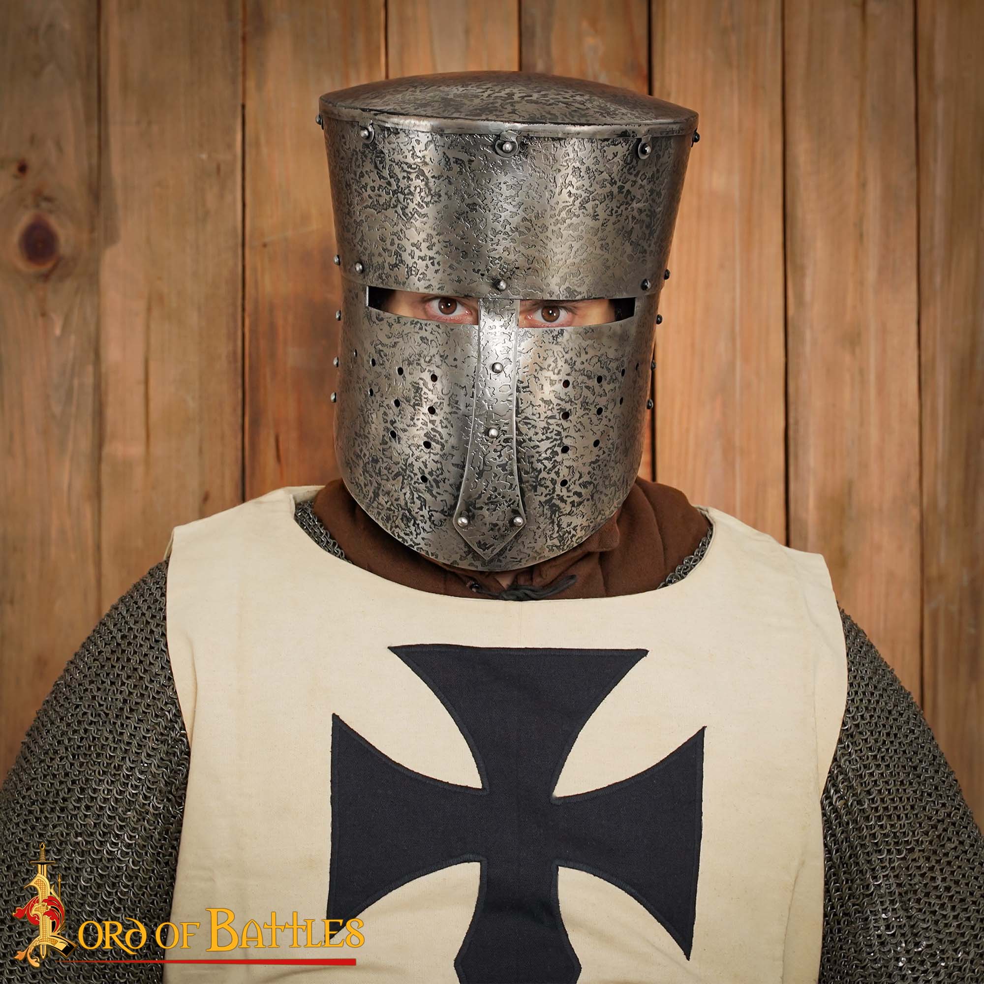 Imagen única de: Casco Cruzado Medieval Antiguo con Forro Acolchado Calibre 16