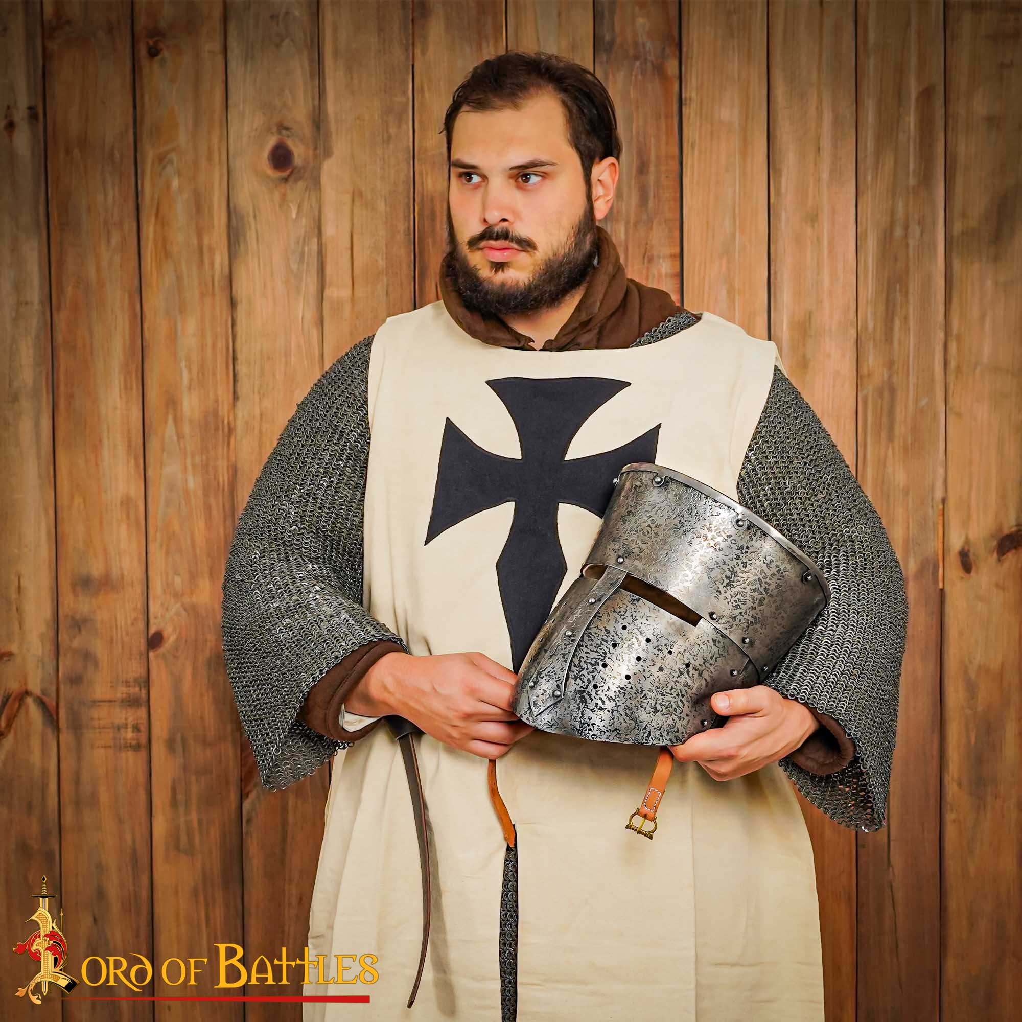 Imagen única de: Casco Cruzado Medieval Antiguo con Forro Acolchado Calibre 16