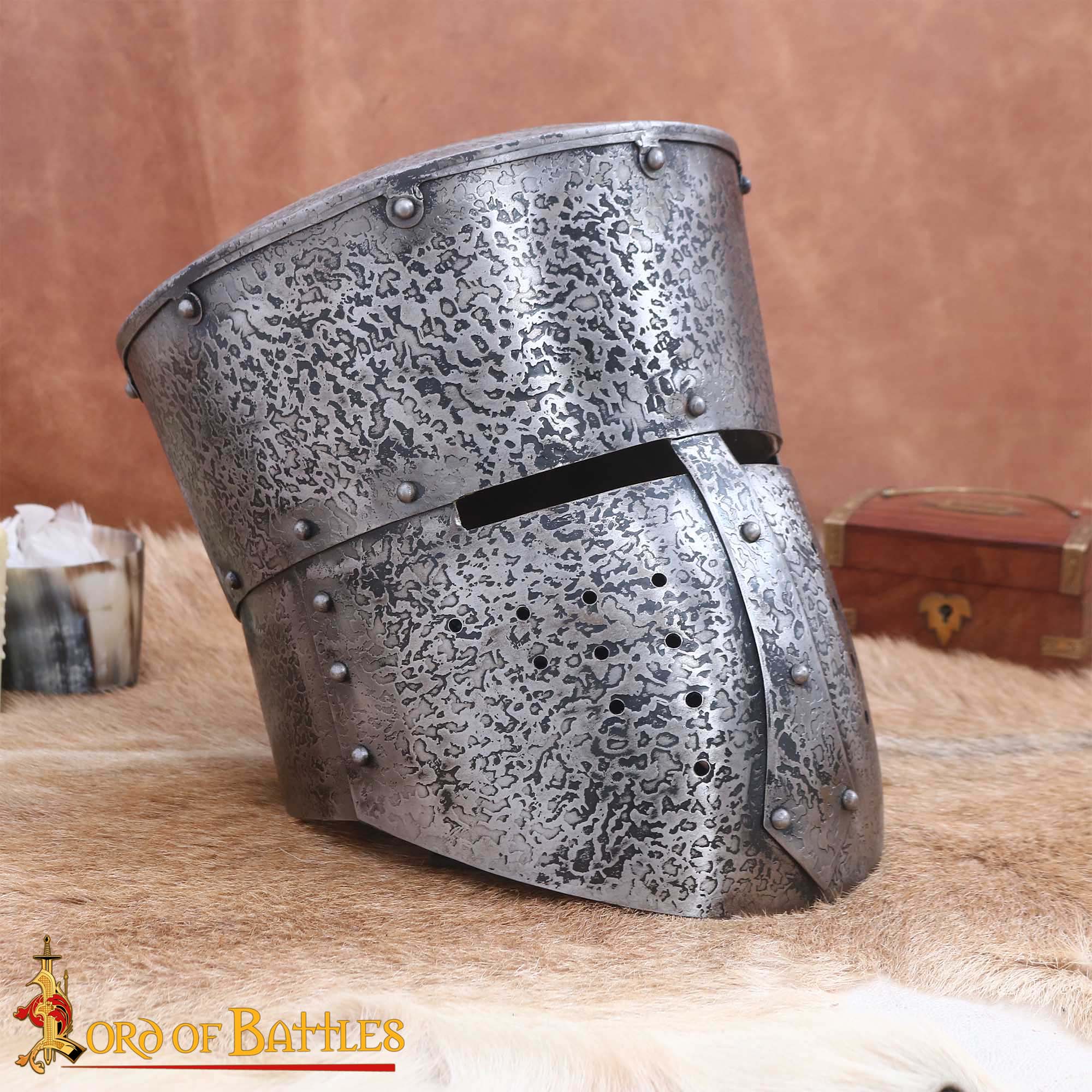 Imagen única de: Casco Cruzado Medieval Antiguo con Forro Acolchado Calibre 16