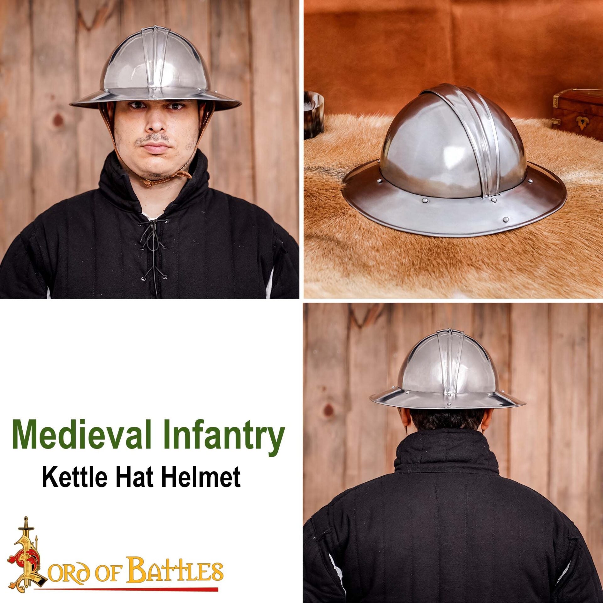 Sombrero Medieval de Infantería de Acero Calibre 18 / Sombrero de Guerra - Imagen 9