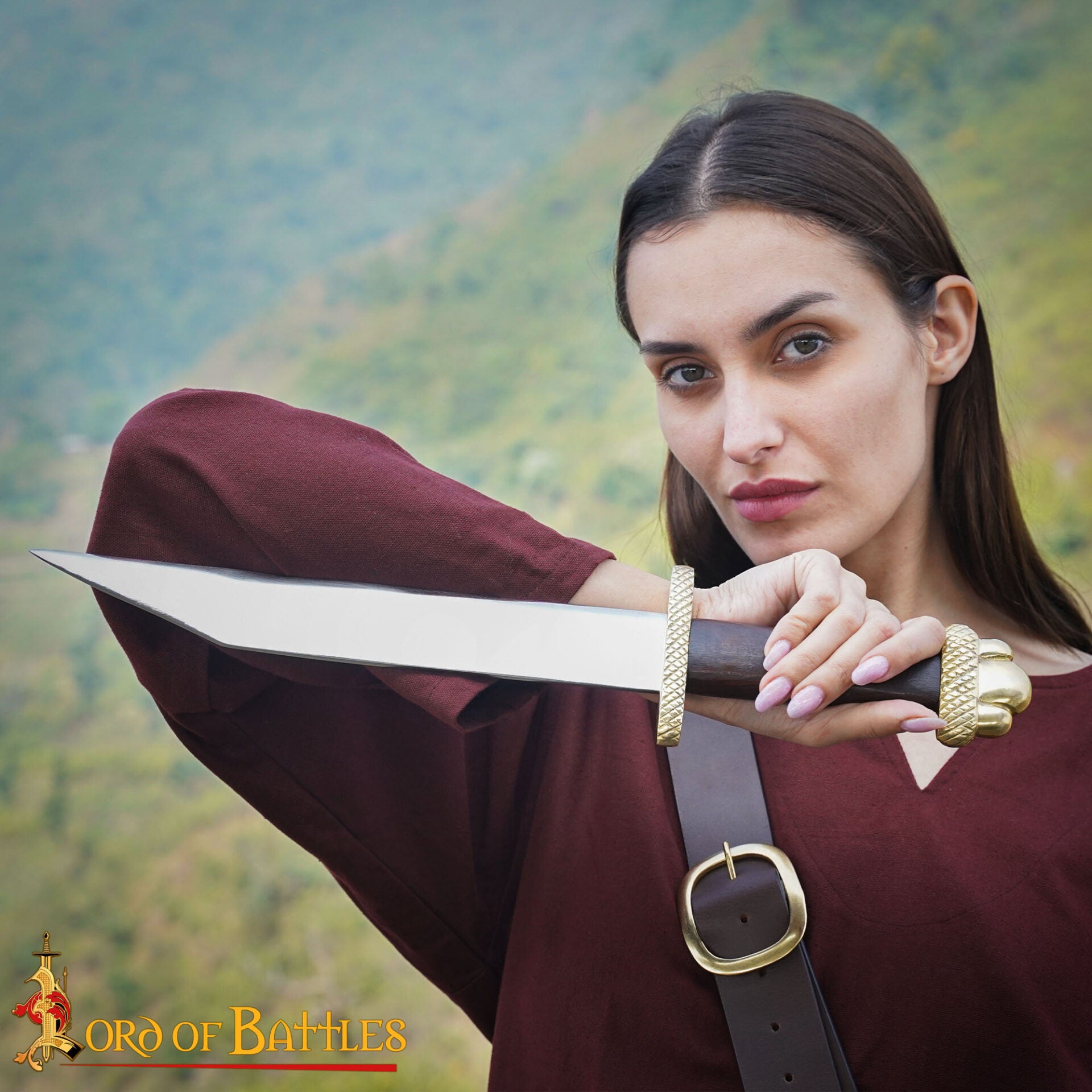 Imagen única de: Daga Vikinga Seax con Vaina de Cuero