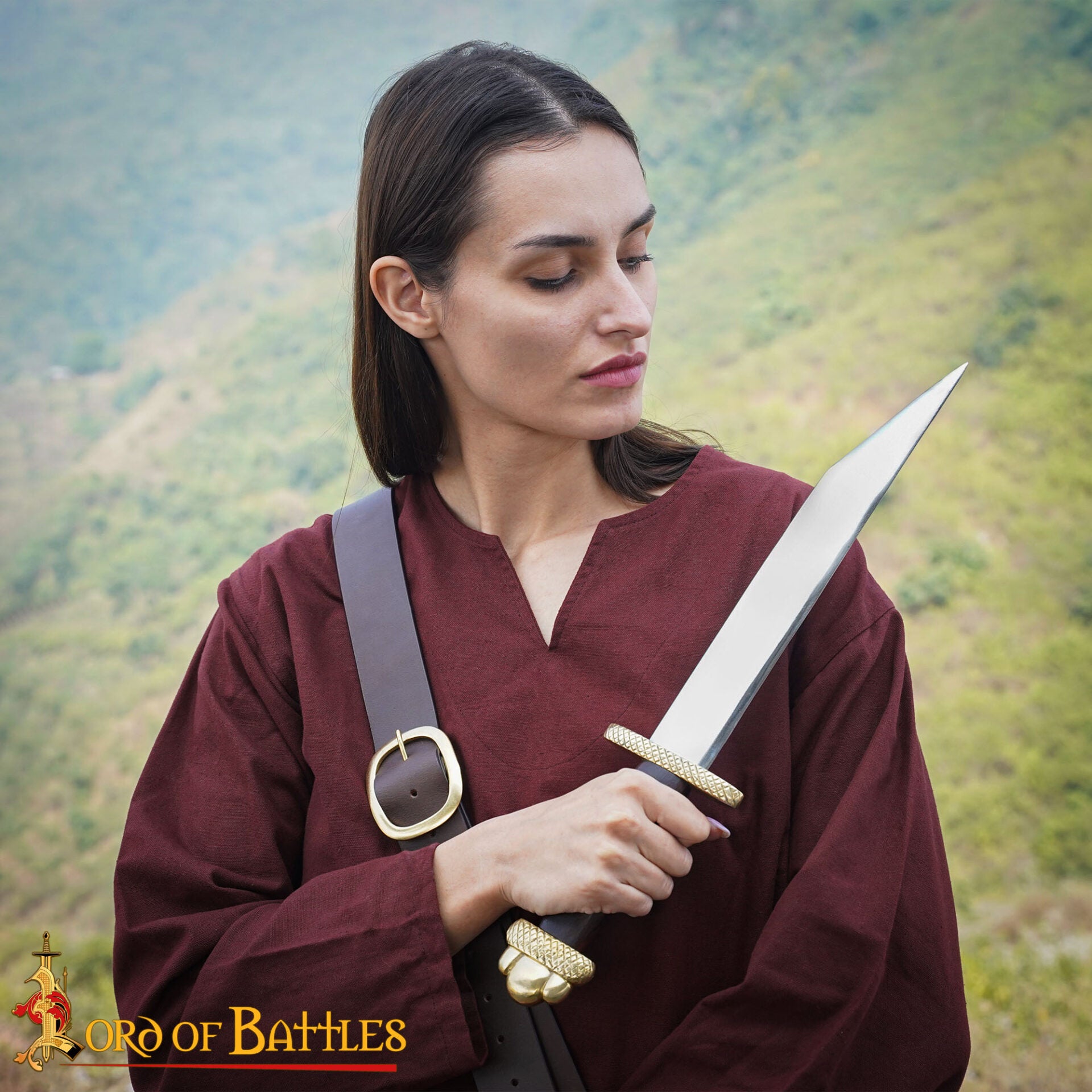 Imagen única de: Daga Vikinga Seax con Vaina de Cuero