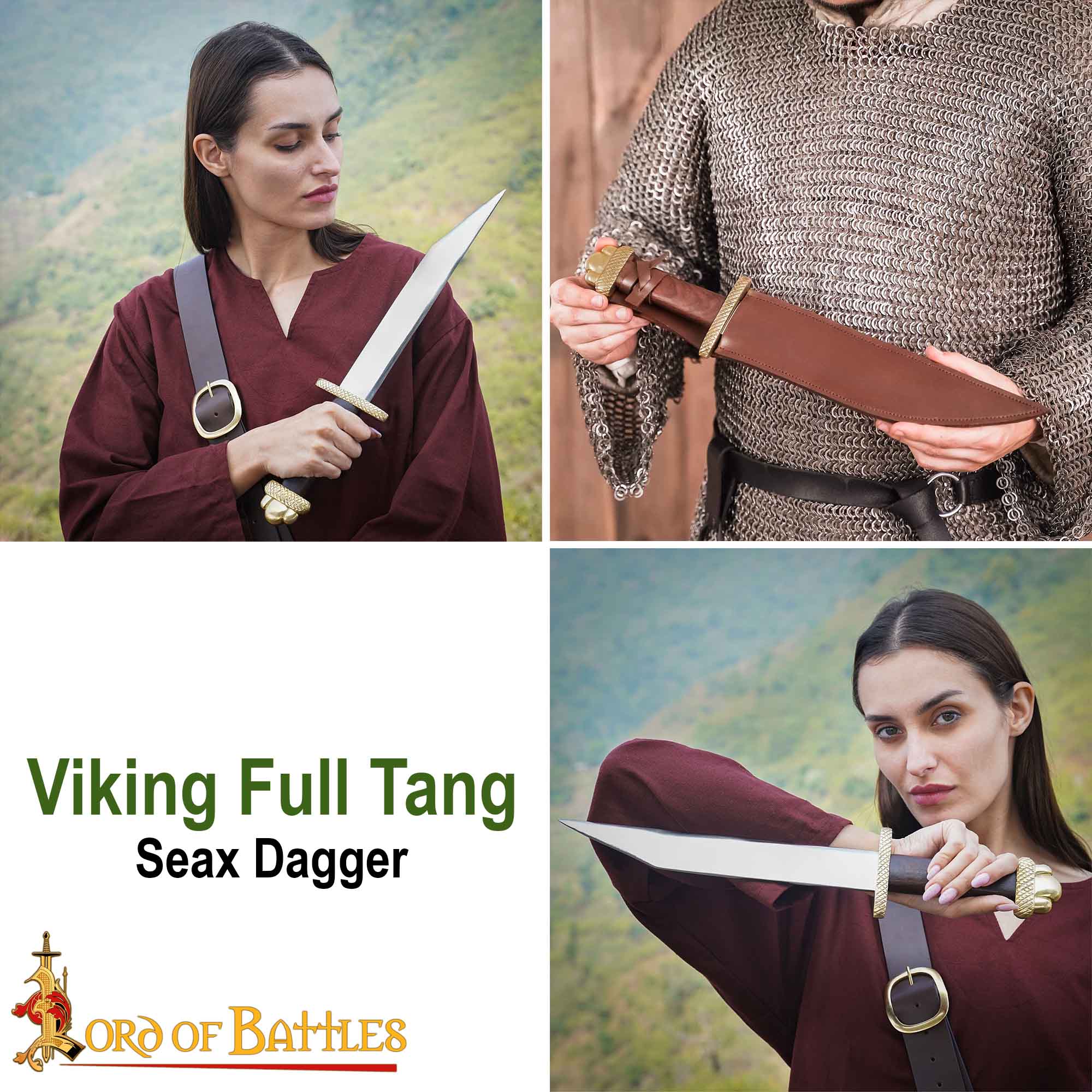 Imagen única de: Daga Vikinga Seax con Vaina de Cuero
