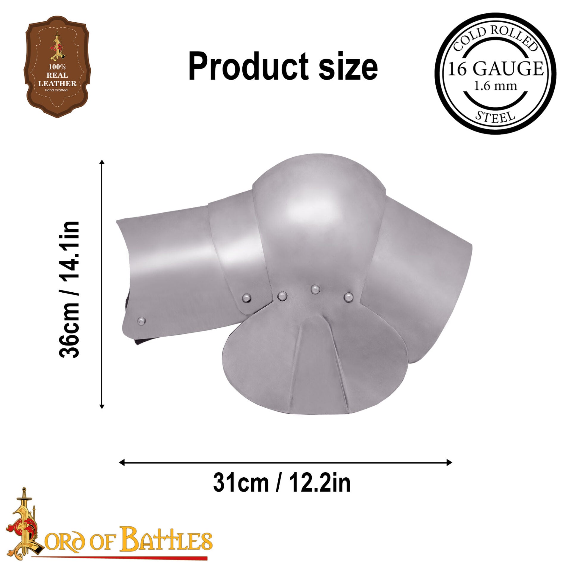 Imagen única de: Armadura de Rodilla de Arquero Poleyns del Siglo Xv, Calibre 16