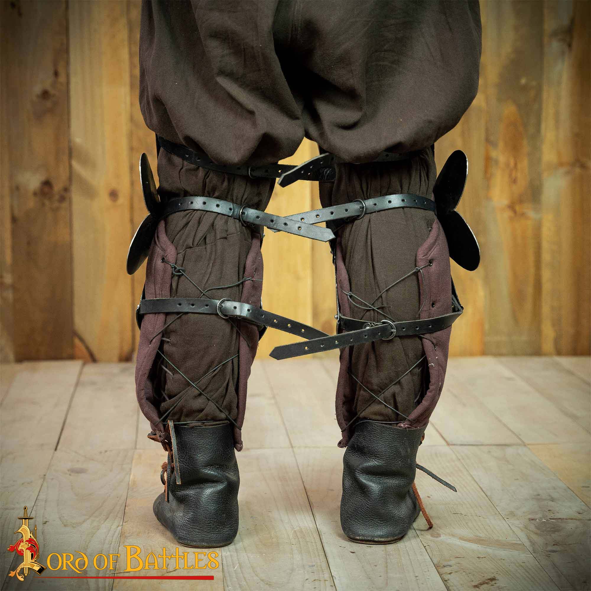 Imagen única de: Mercenario Medieval Poleyns Rodillera de Acero Funcional Calibre 16