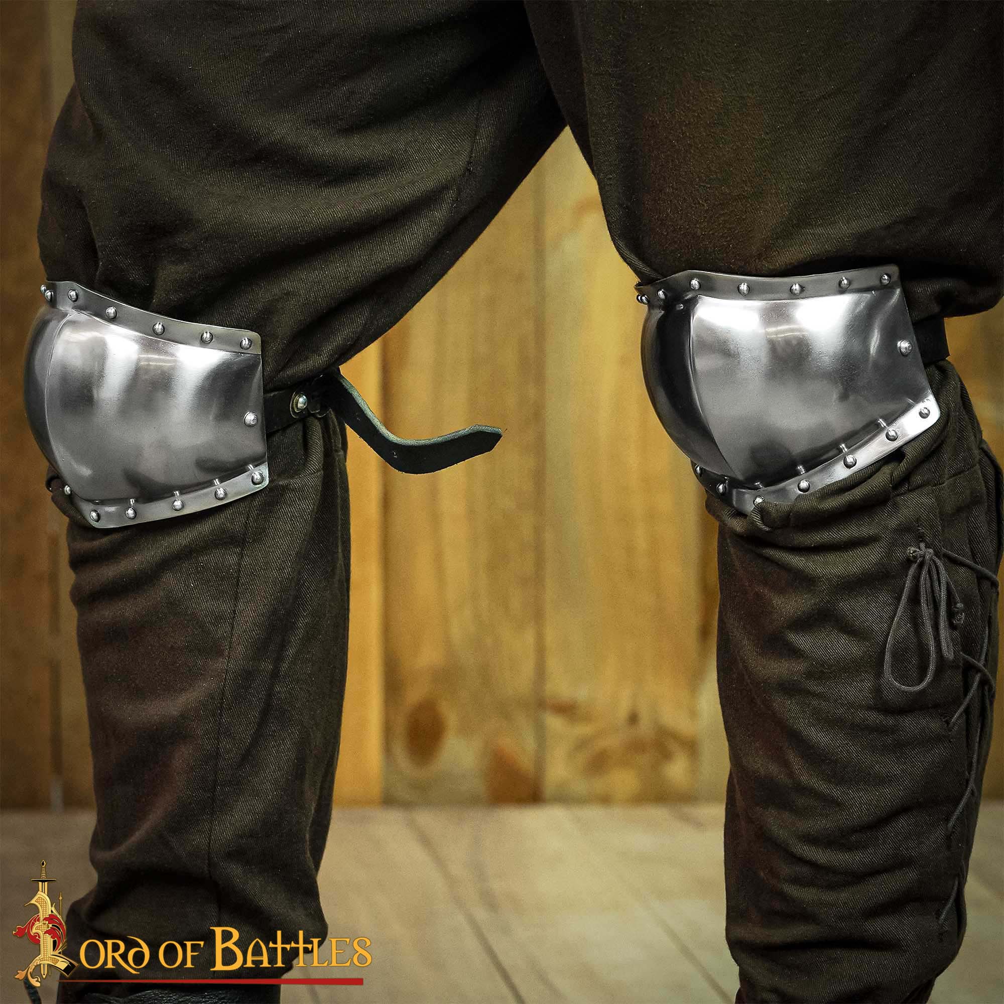 Imagen única de: Caballero del Siglo Xiii - Xiv Poleyns Rodilleras Forradas de Ante Calibre 16