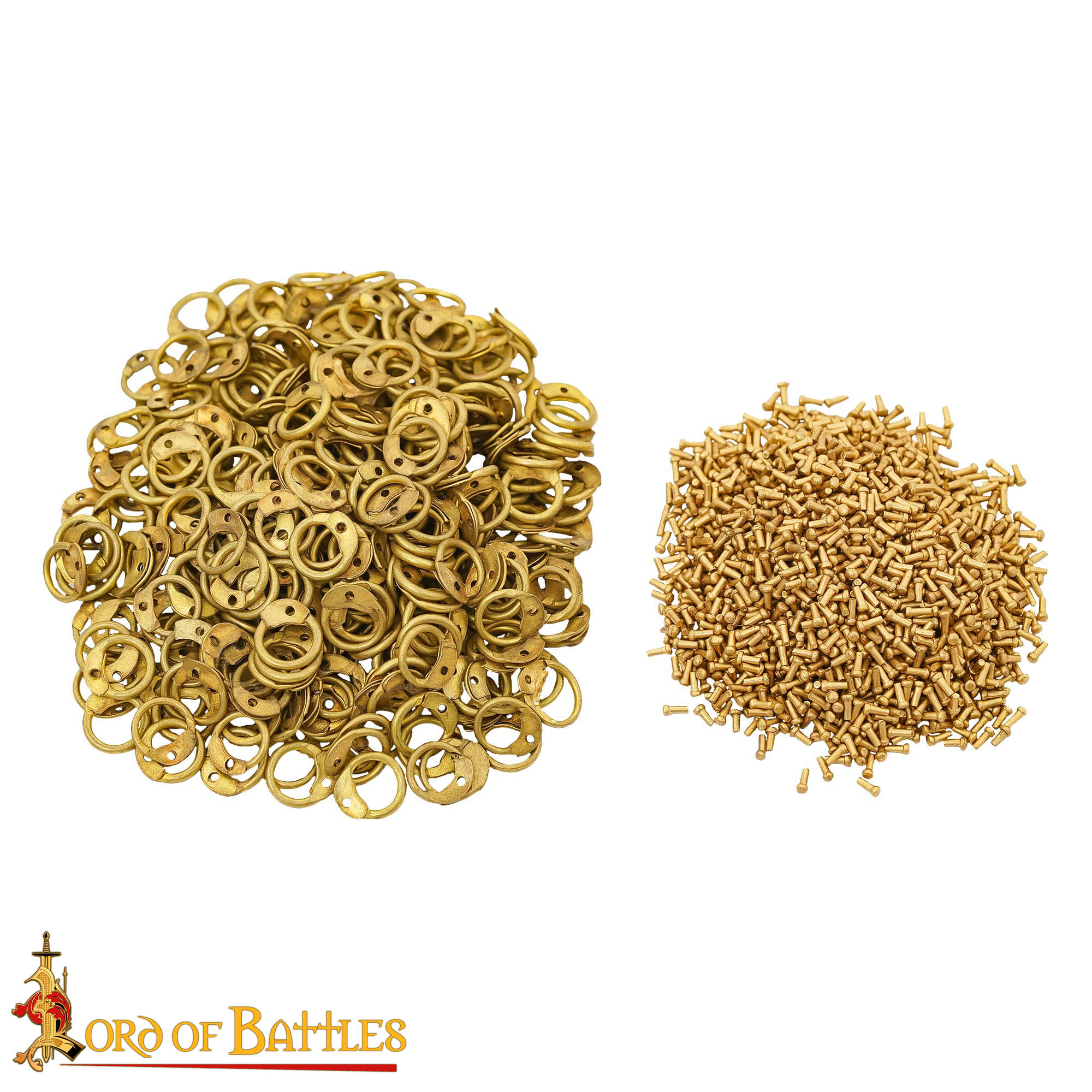 Imagen única de: Anillos Redondos de Latón - Anillo Redondo de Remaches de Cúpula de 9 Mm - Calibre 18, Acabado de Latón - 1kgs - Ideal para Bricolaje y Reparaciones de Cota de Malla